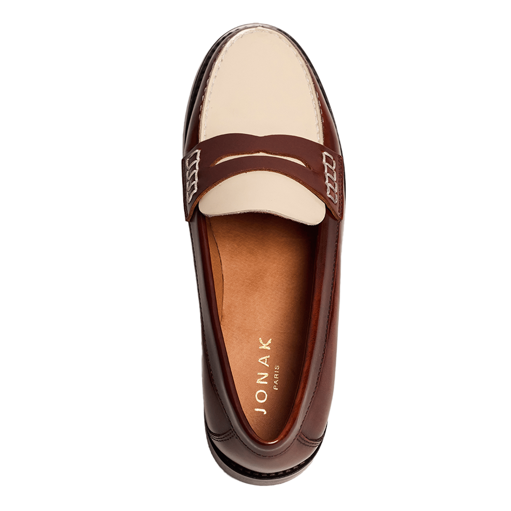 Mocassins bicolore en cuir audelya JONAK Marron