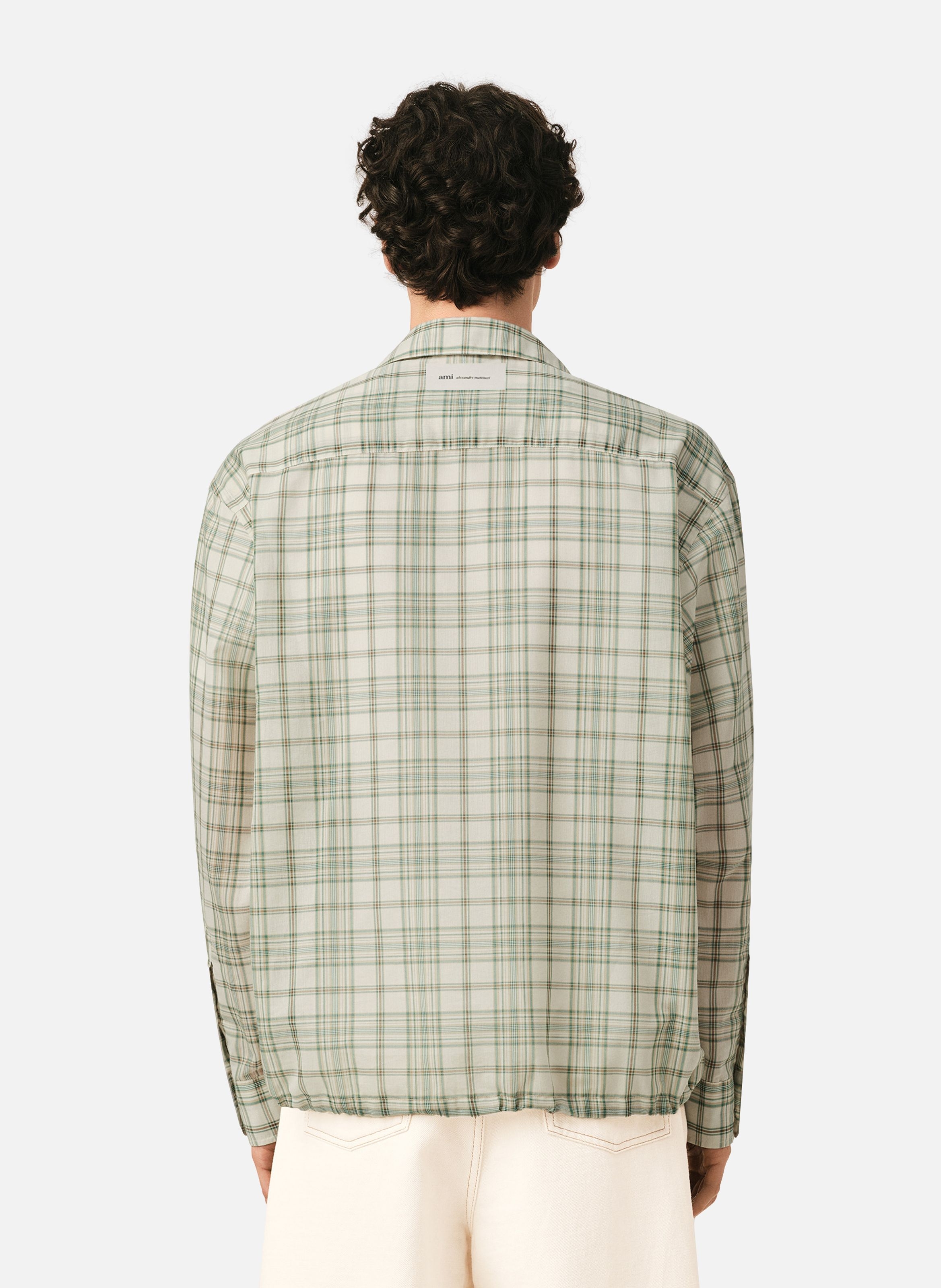 Chemise boxy à carreaux en coton AMI PARIS Vert
