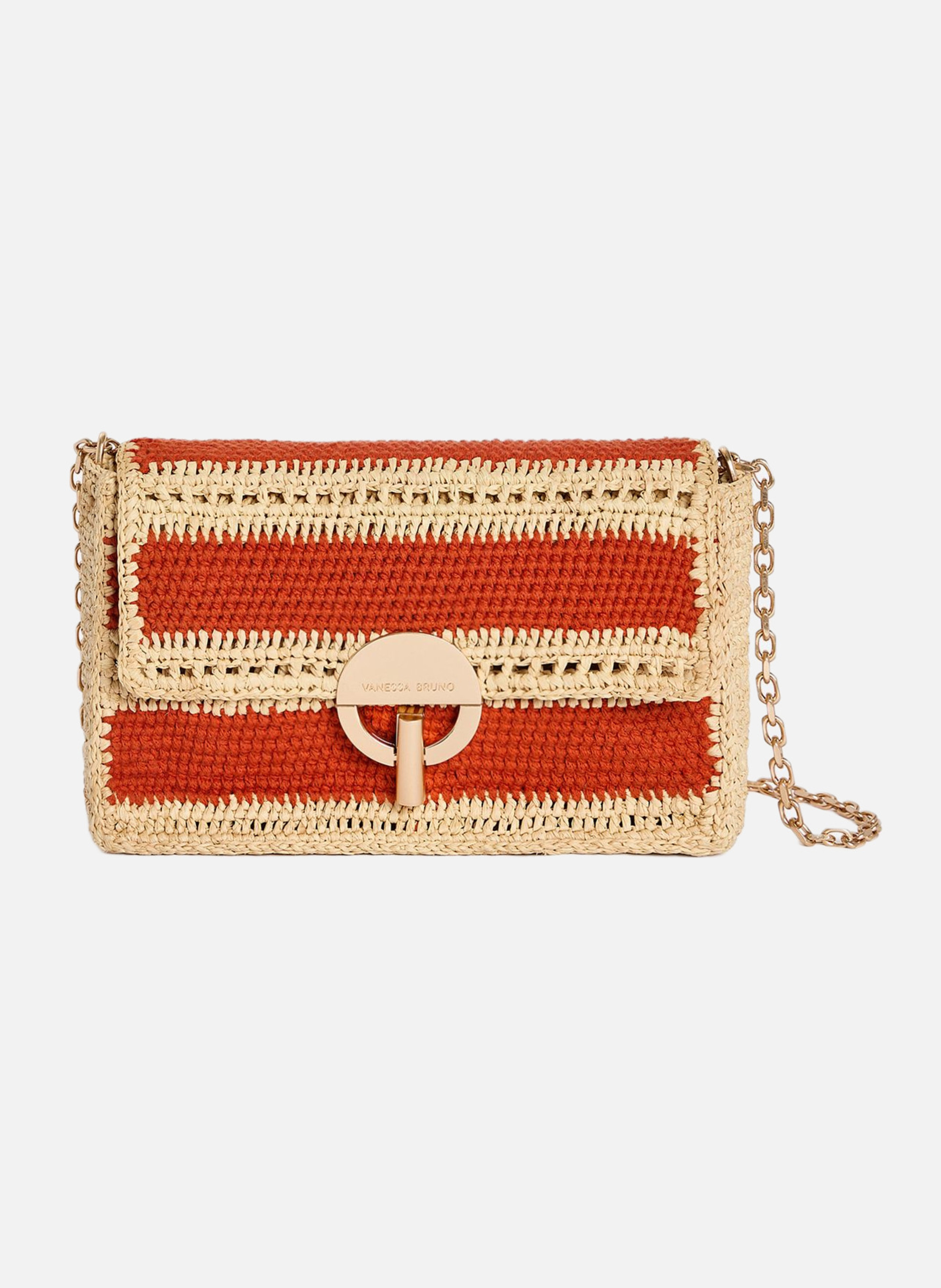 Moyen sac moon en raphia et coton VANESSA BRUNO Orange