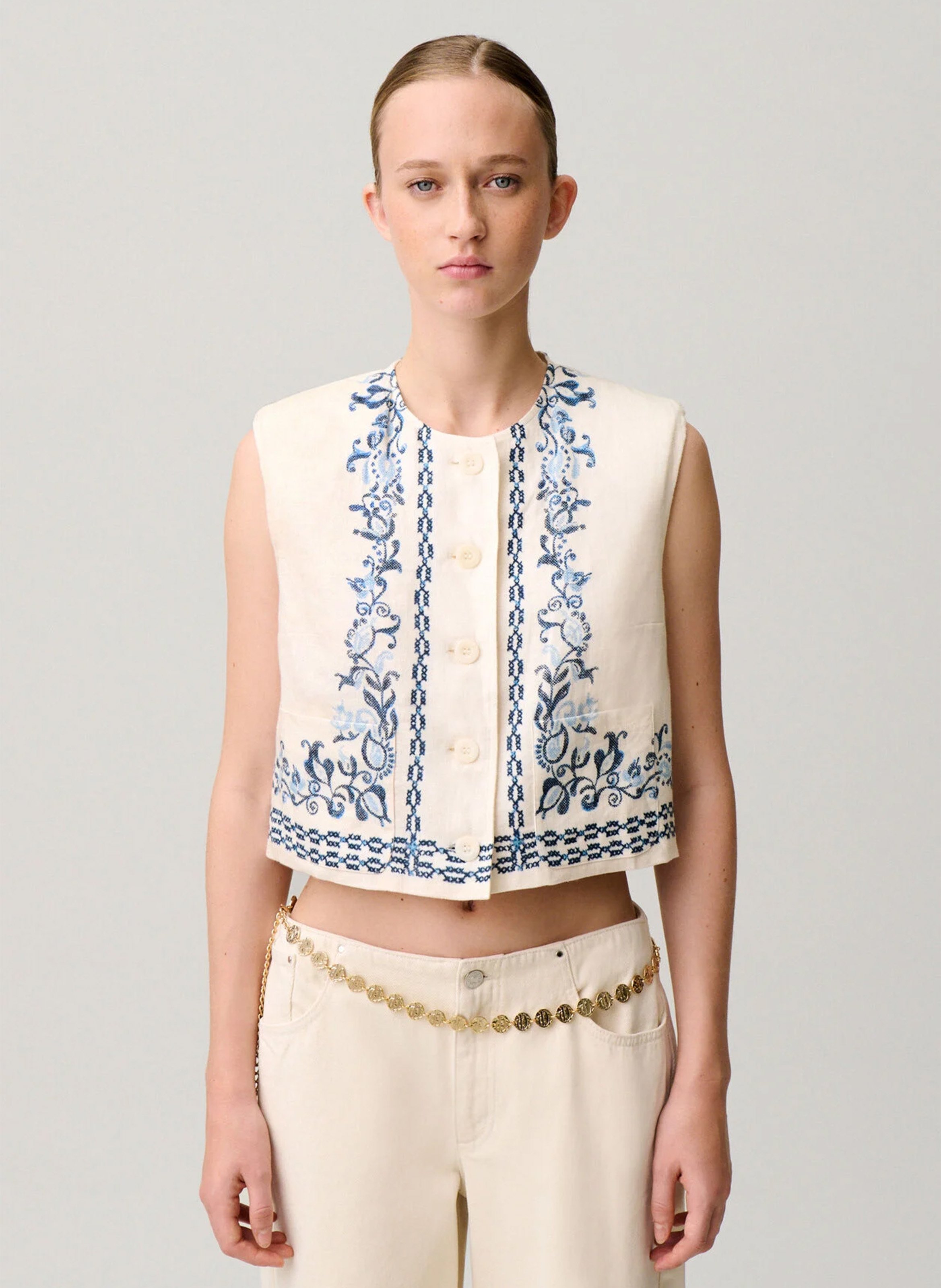 Veste courte sans manches imprimée CLAUDIE PIERLOT Multicolore