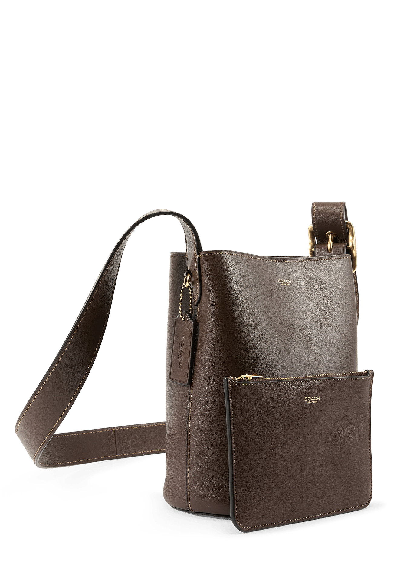 Sac porté épaule en cuir COACH Marron