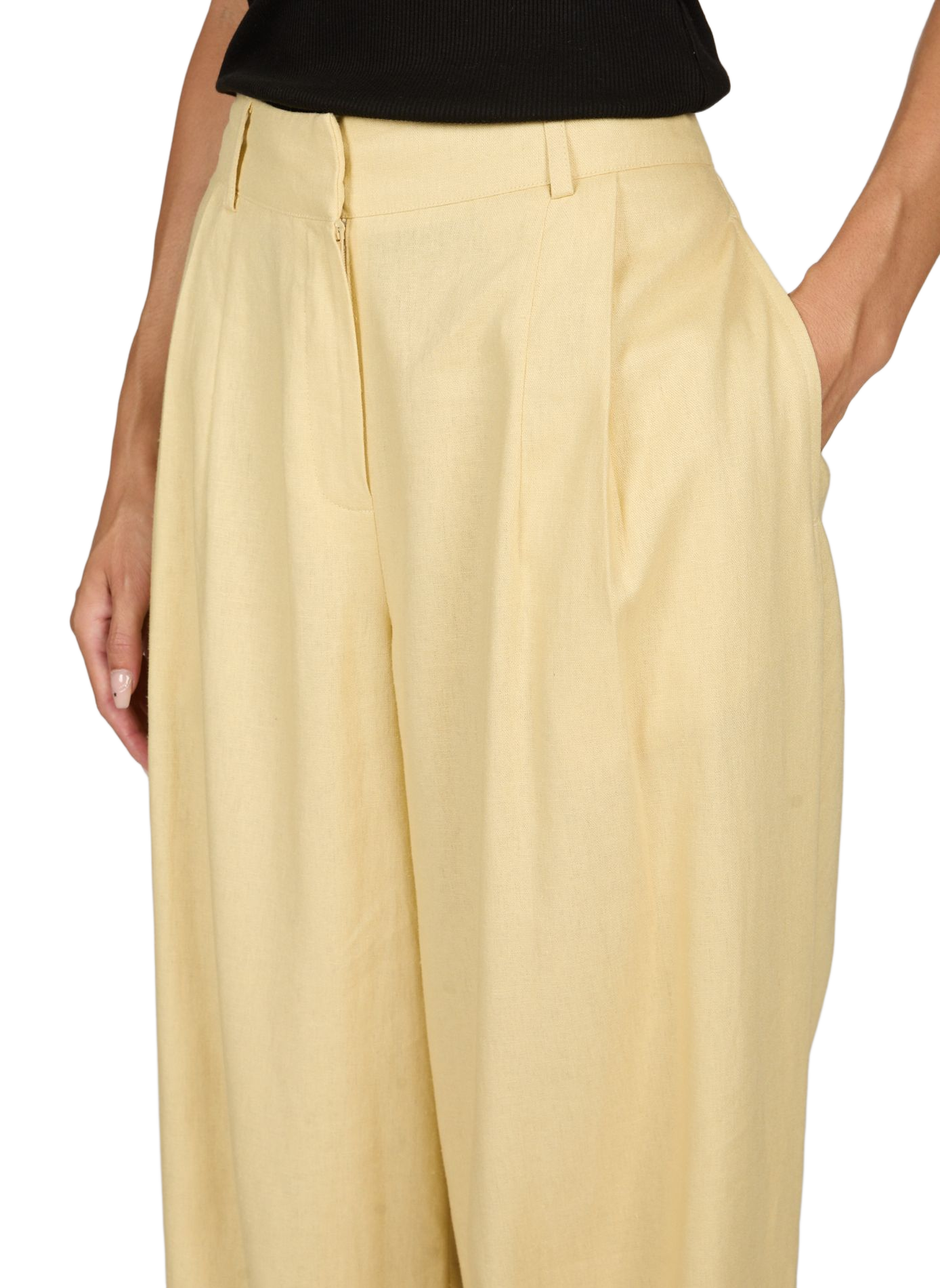 Wide-leg trousers in blended linen TOPSHOP Yellow