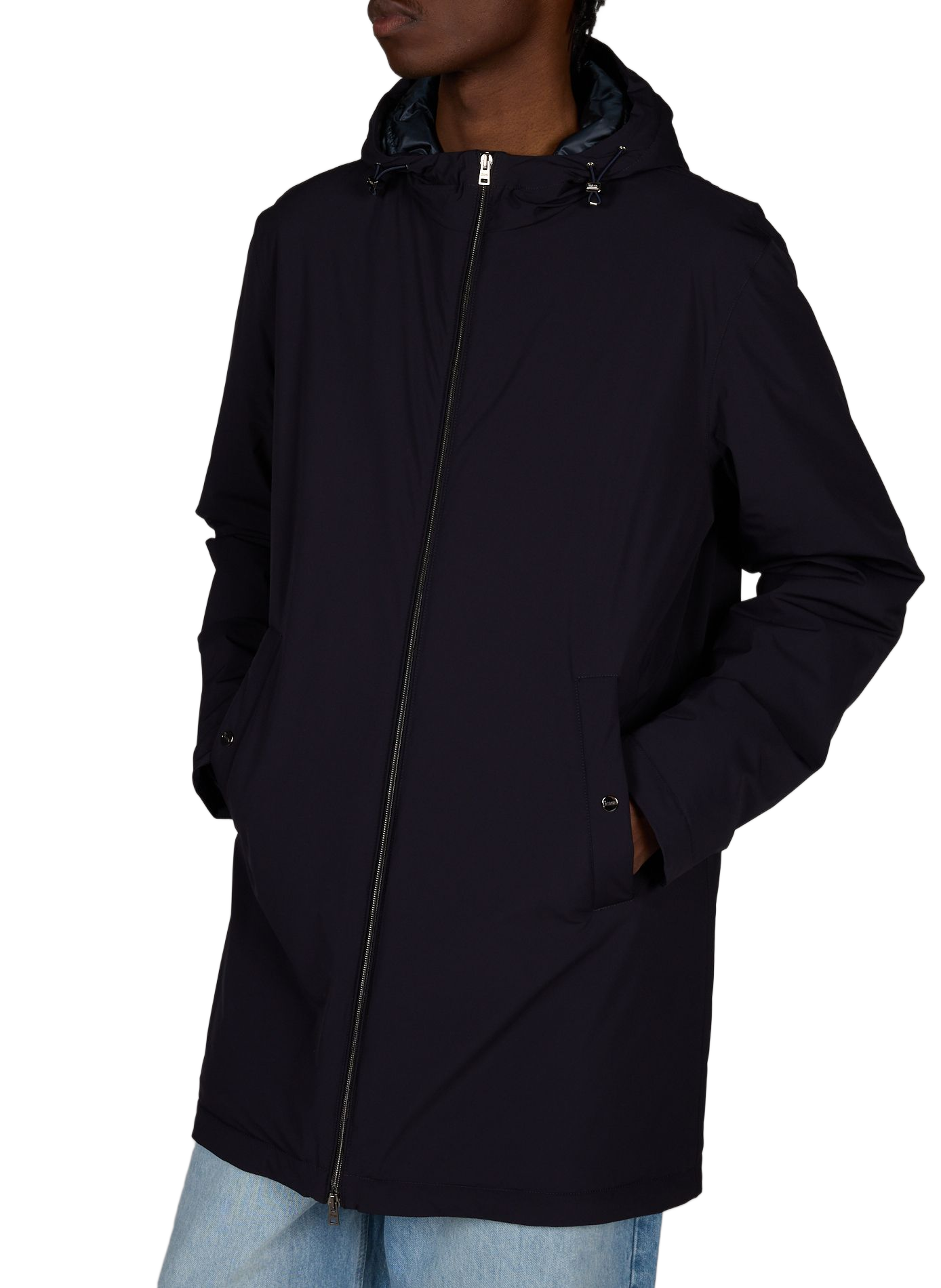 Mittellanger Parka mit Reißverschlusskapuze HERNO Blau