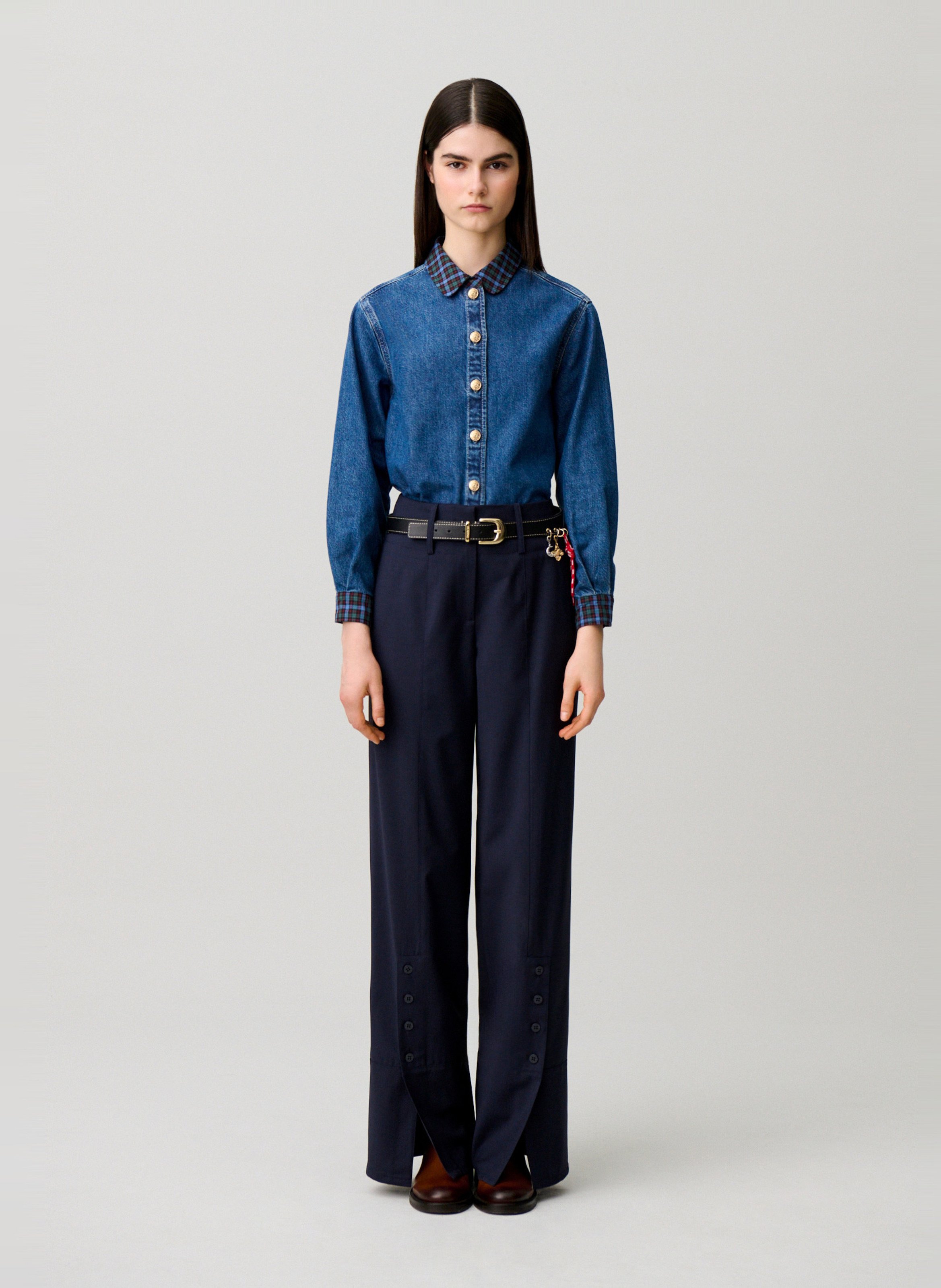 Pantalon large taille haute CLAUDIE PIERLOT Bleu