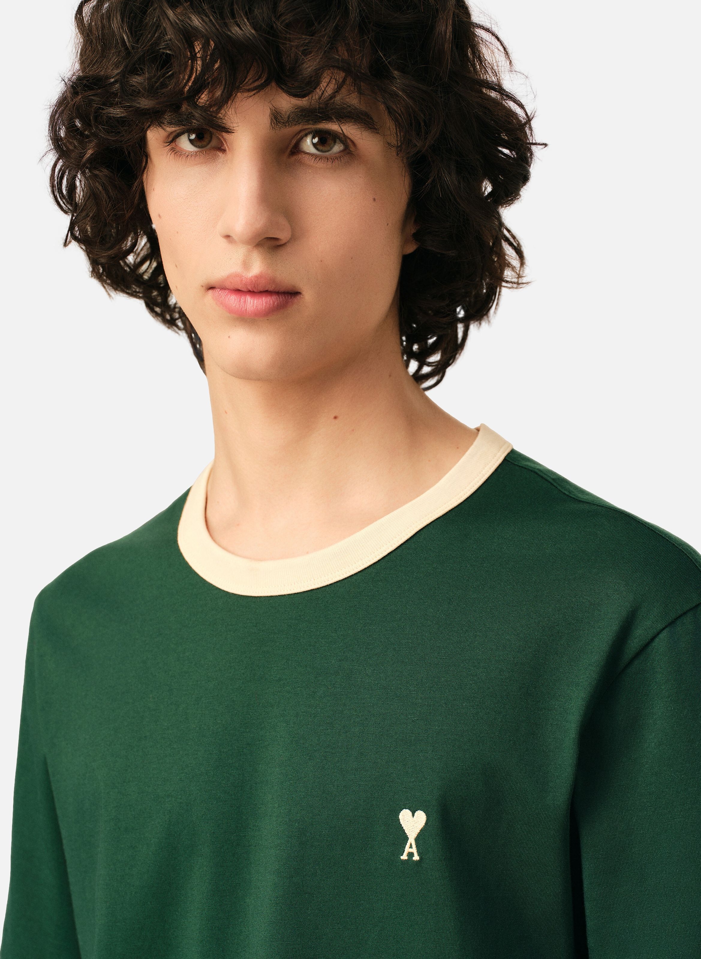 T-shirt contrasté en coton ami de coeur AMI PARIS Vert