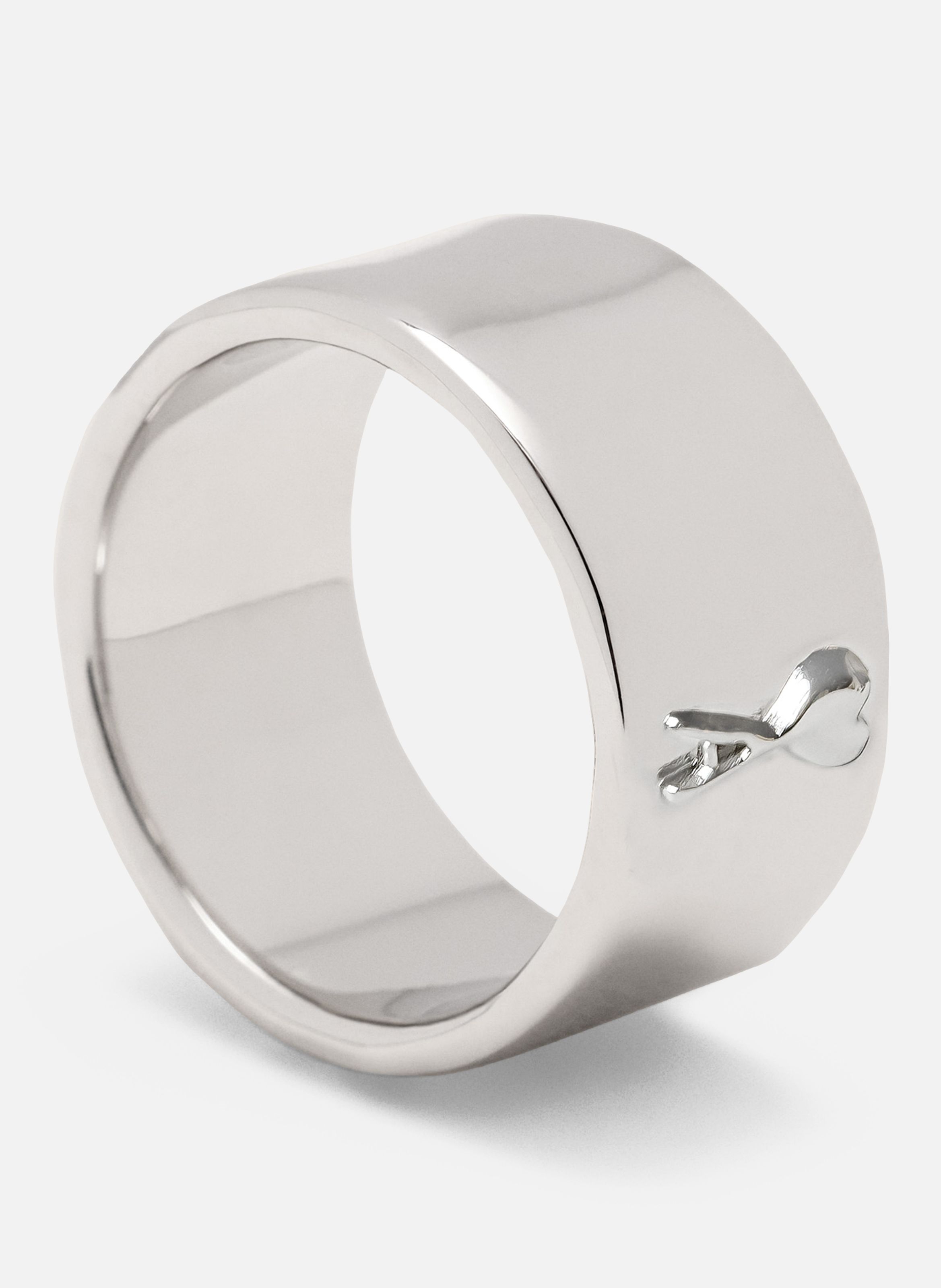 Bague unisexe en laiton ami de coeur martelé AMI PARIS Gris