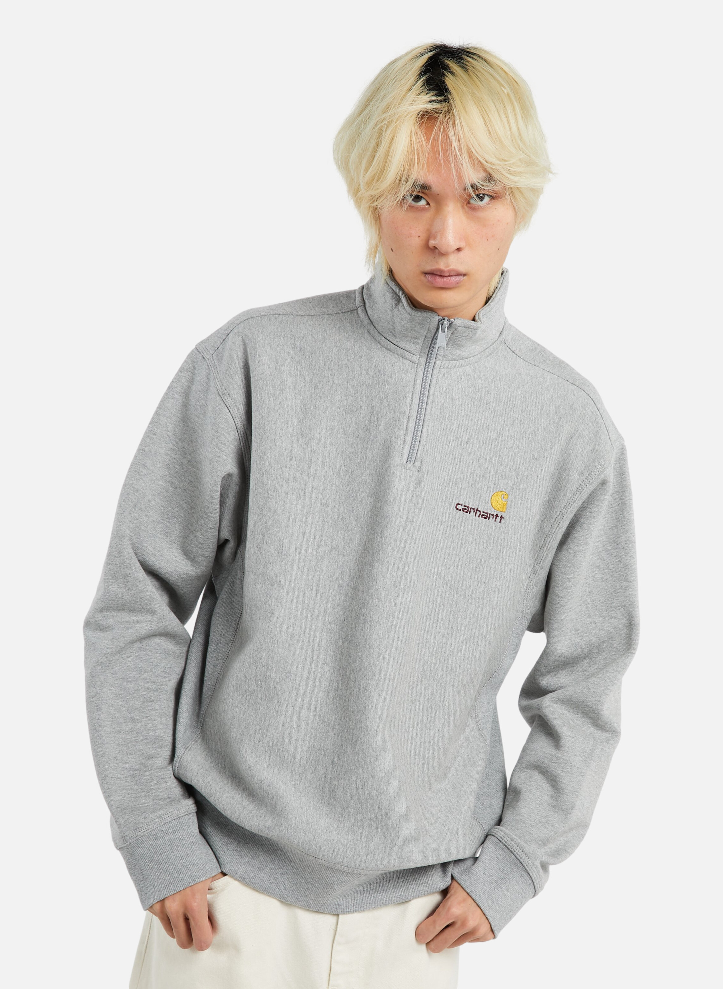 Sweat zippé half zip american script CARHARTT WIP Gris