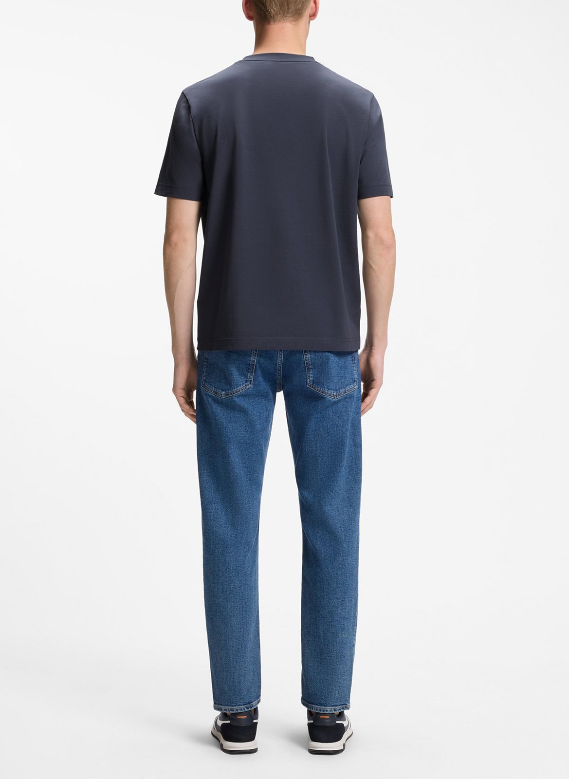 Tee-shirt col rond en coton mélangé BOSS Bleu