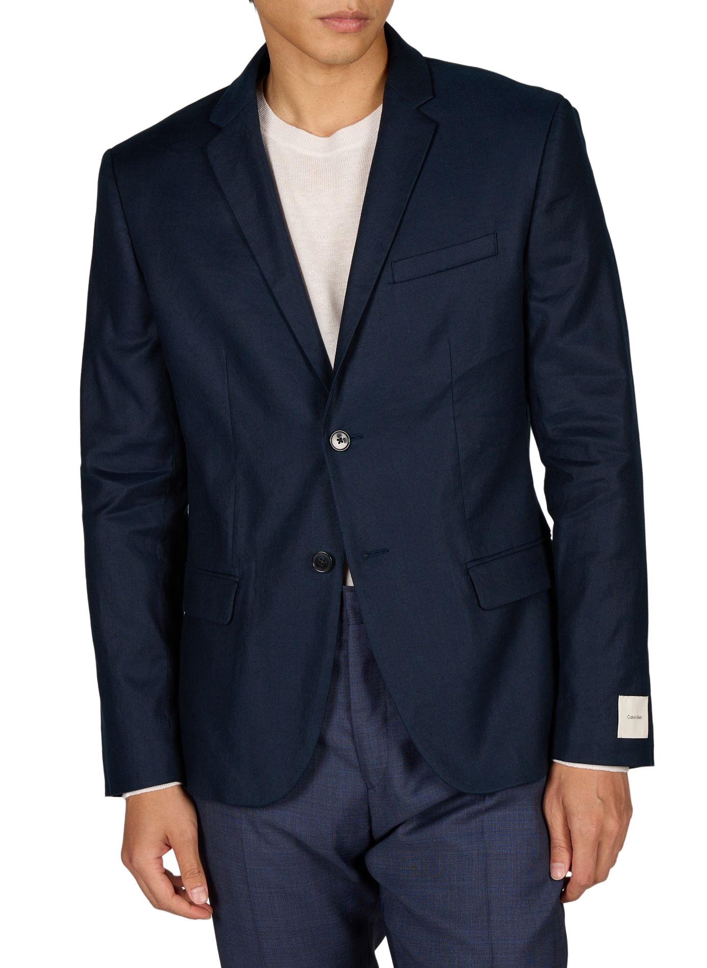 Slim-fit linen blend blazer CALVIN KLEIN Blue