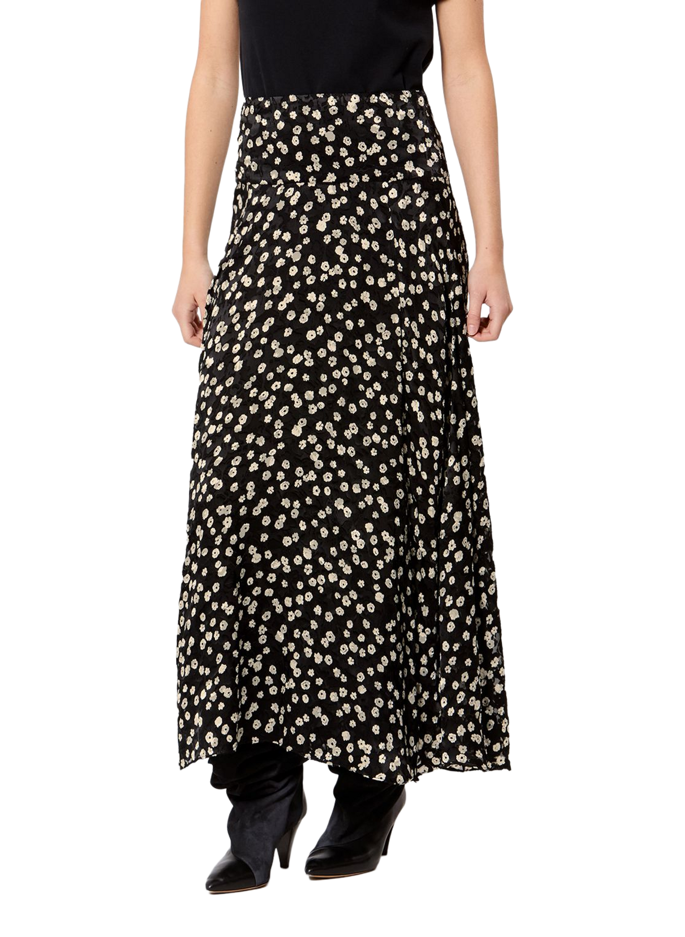 Lange bedrukte rok Hilza van zijde mix ISABEL MARANT Zwart