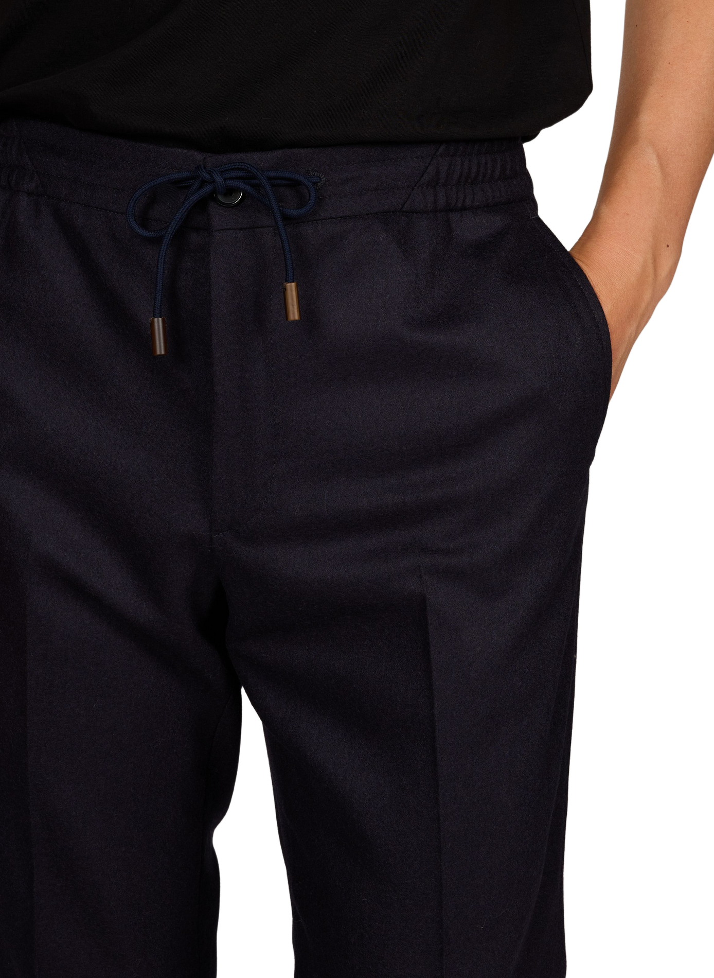 Pantalon slim à taille élastiquée en laine mélangée SLOWEAR Bleu