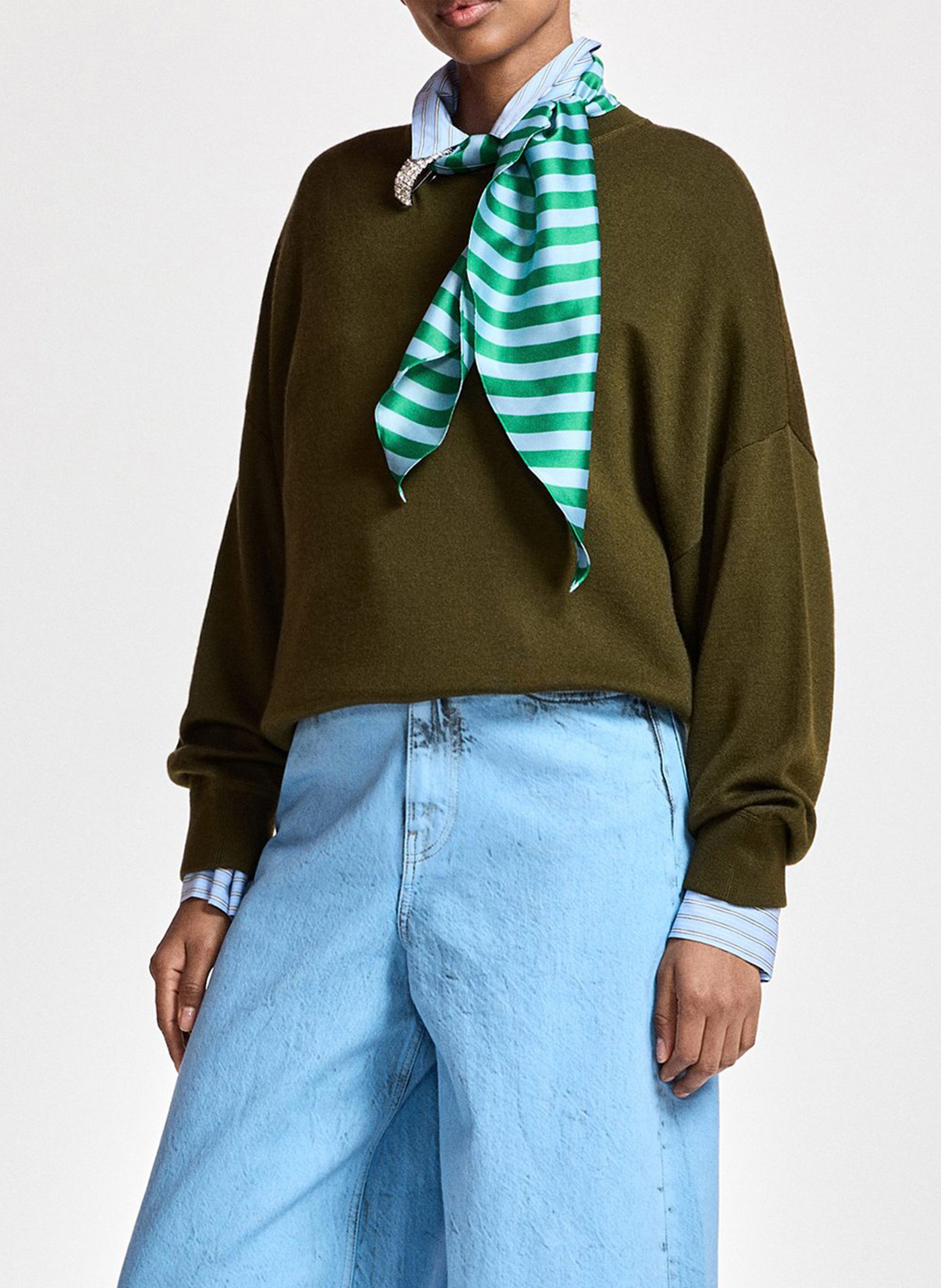 Pull ample à foulard rayé kurtis ESSENTIEL ANTWERP Vert