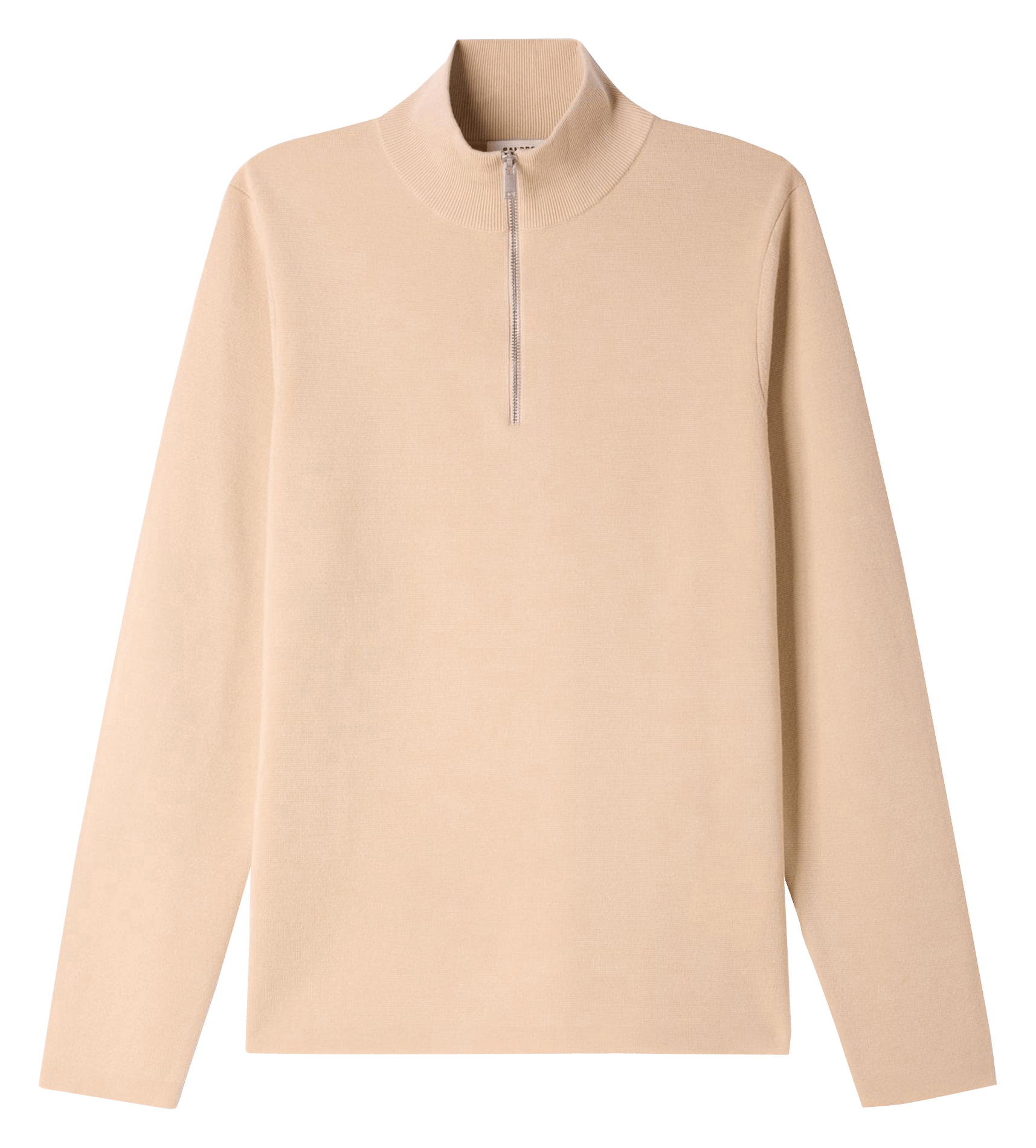 Pull col montant zippé en laine SANDRO Beige