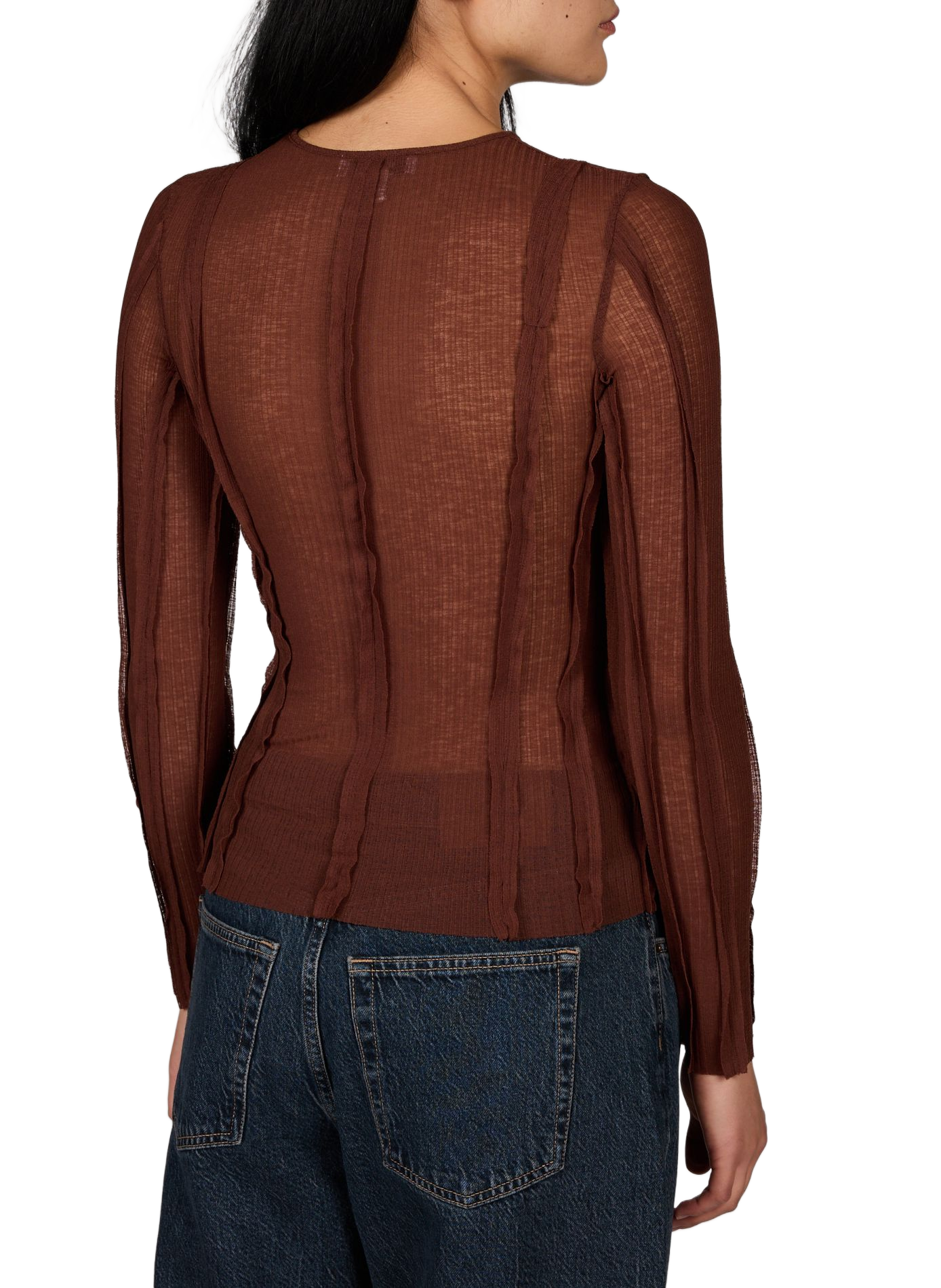 Eng anliegendes T-Shirt Belma mit langen Ärmeln TOPSHOP Braun