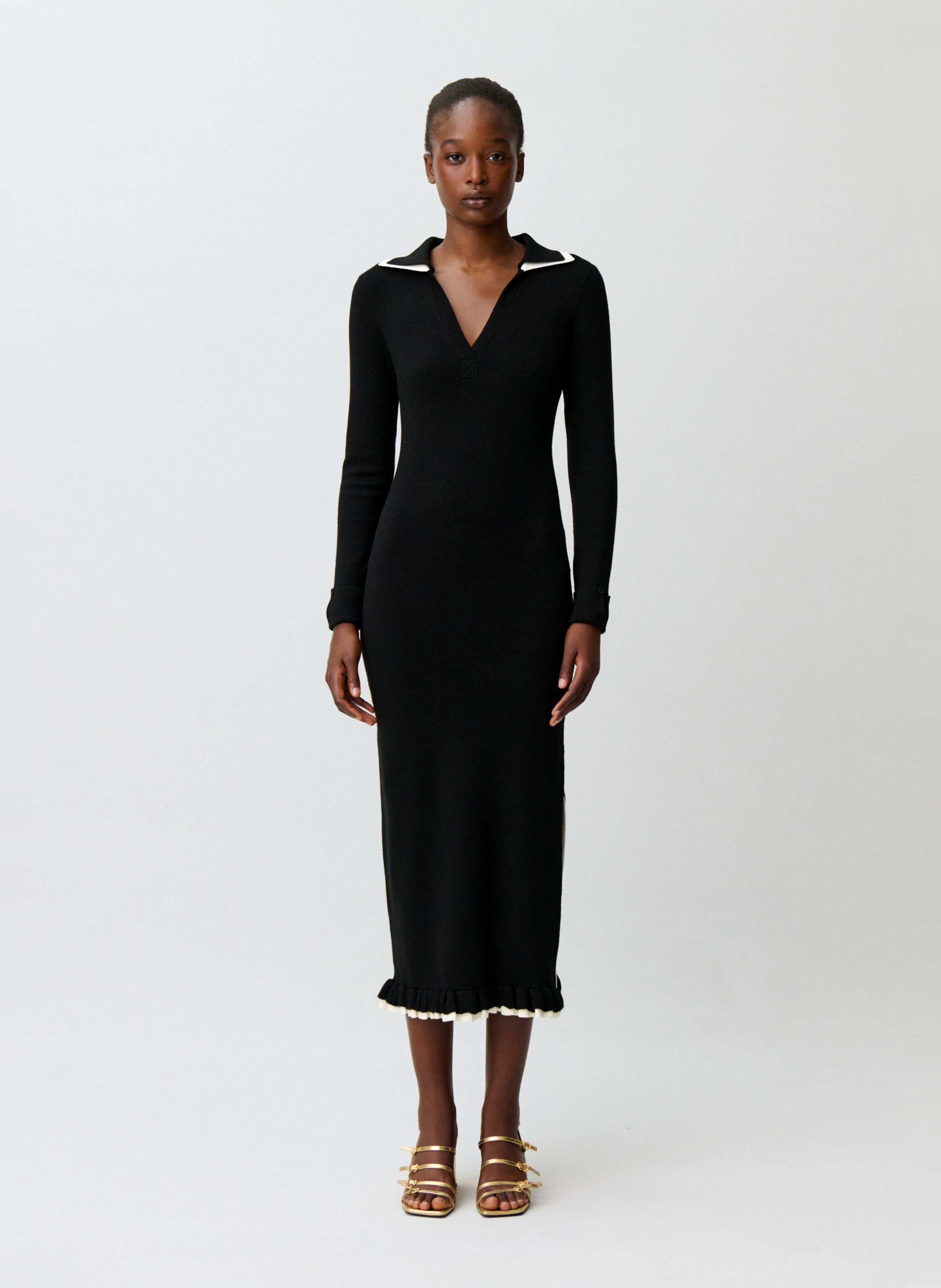 Robe longue moulante encolure v CLAUDIE PIERLOT Noir