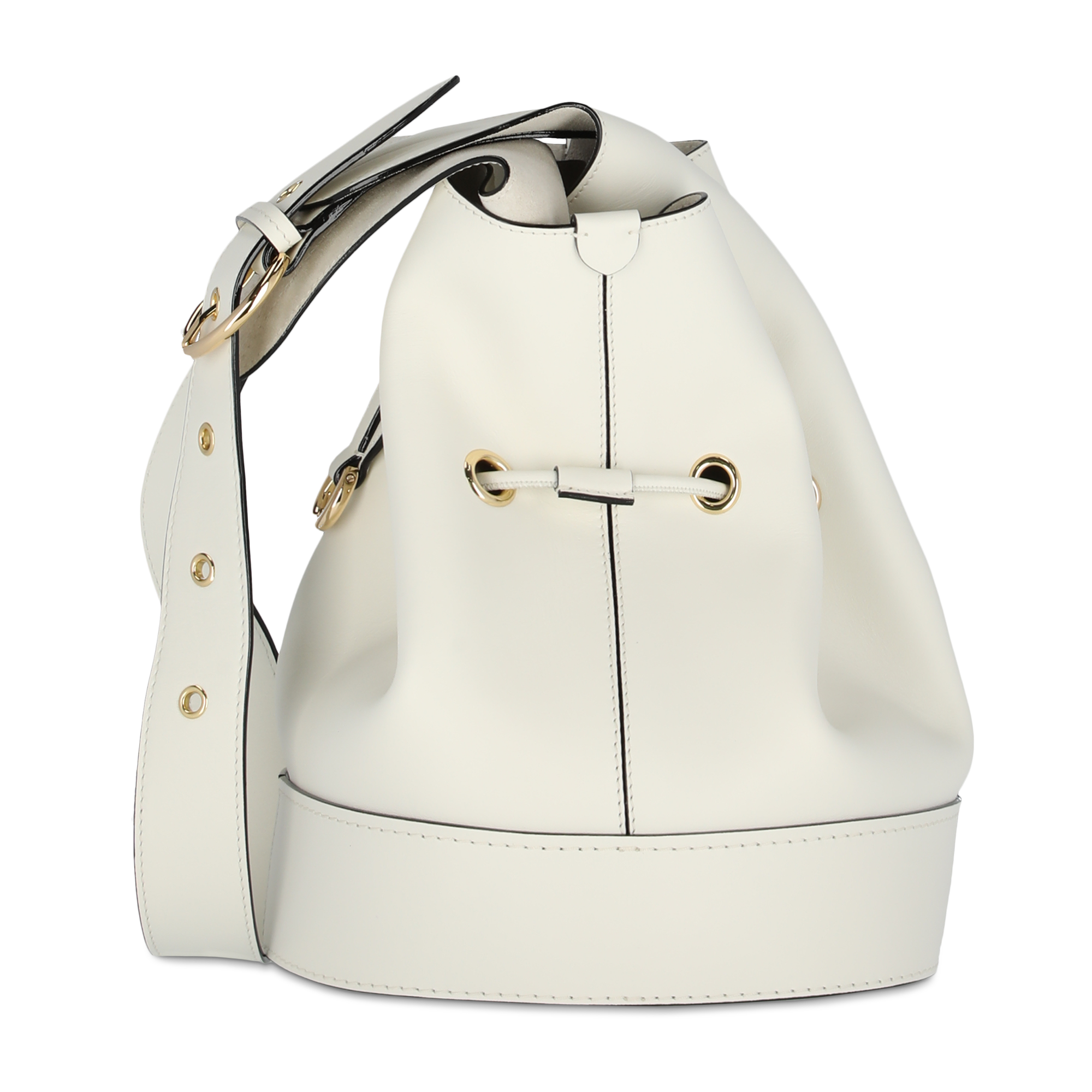 Emmertas, schoudertasstijl, glad runderleer met suède voering. LANCEL Wit