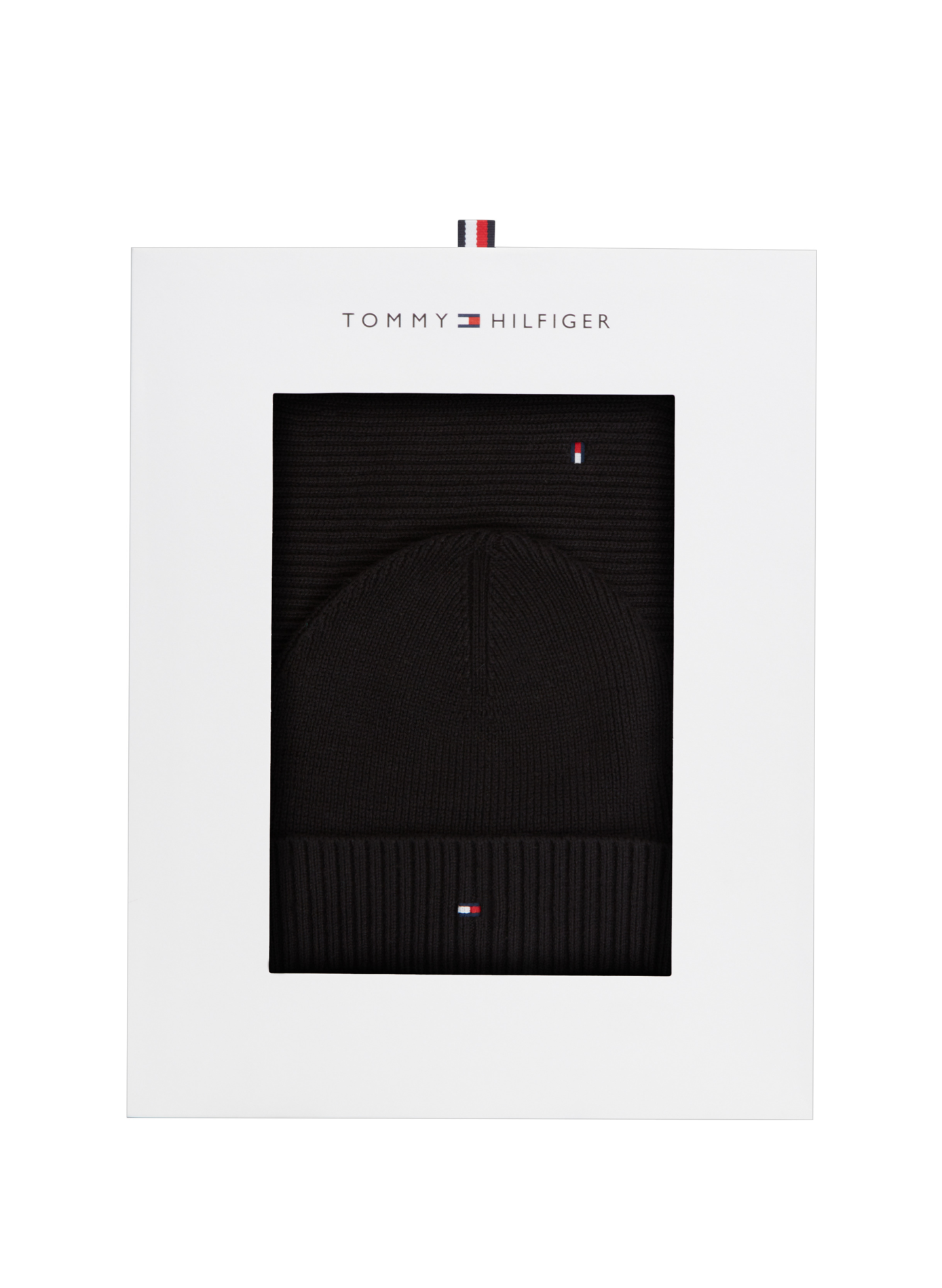 Bonnet et écharpe unis TOMMY HILFIGER Noir