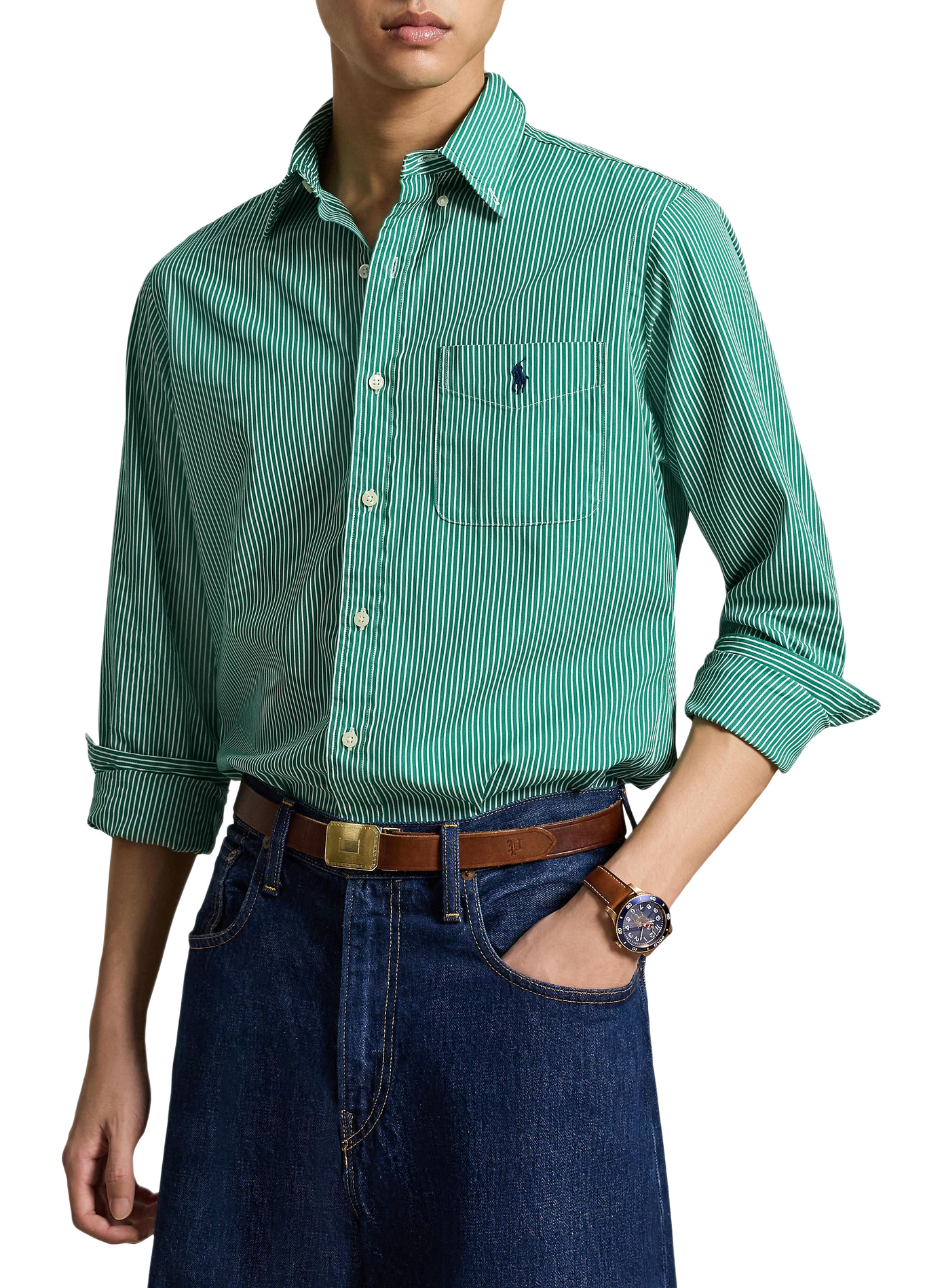 Straight striped cotton shirt POLO RALPH LAUREN Green