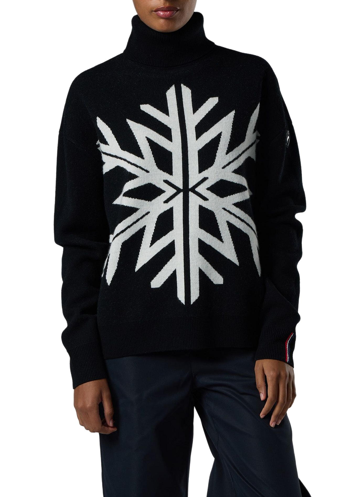 Relaxed-fit W PATTER merino wool turtleneck sweater ROSSIGNOL Black