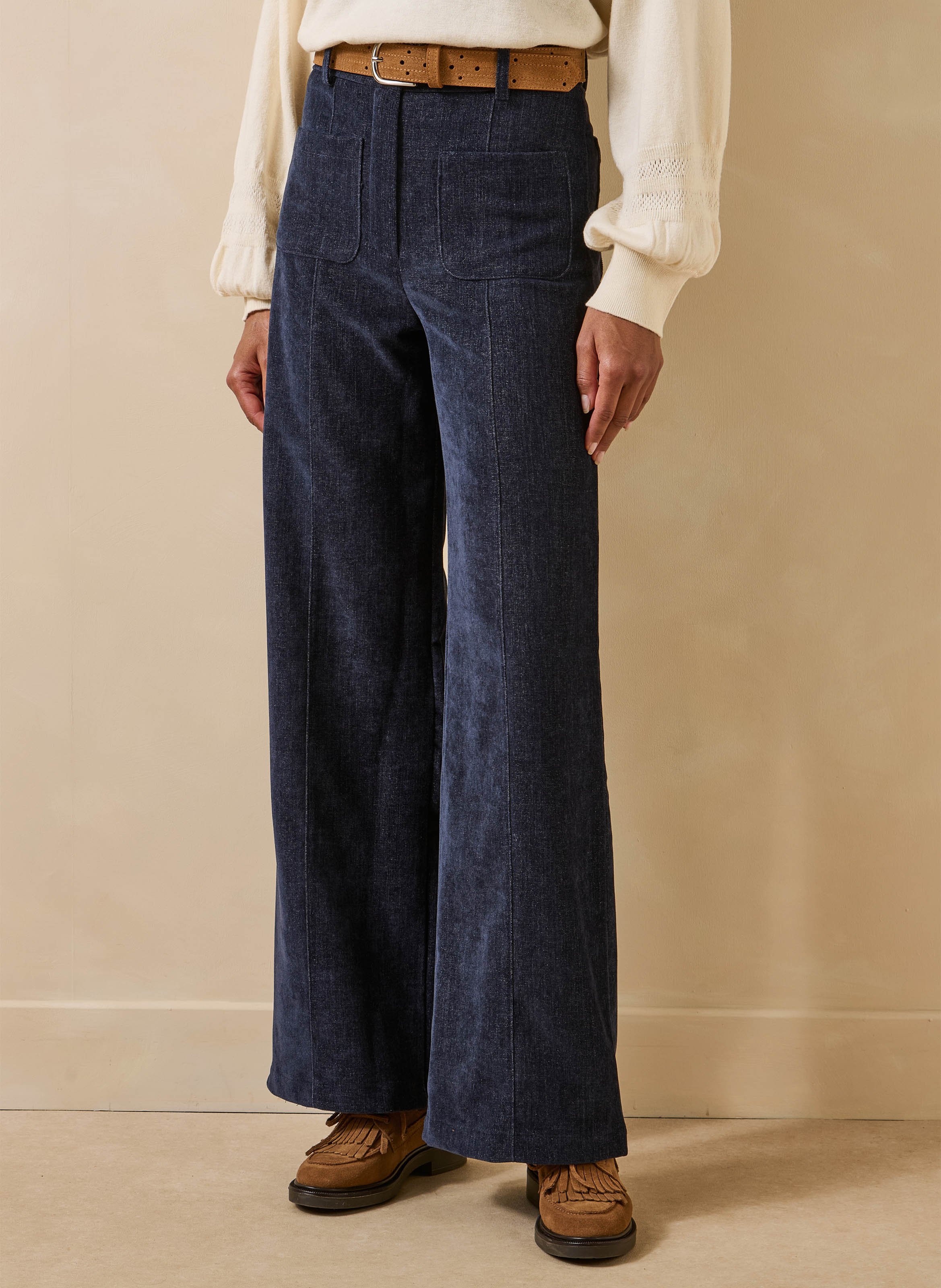 Wijde hoge taille broek LA FEE MARABOUTEE Blauw