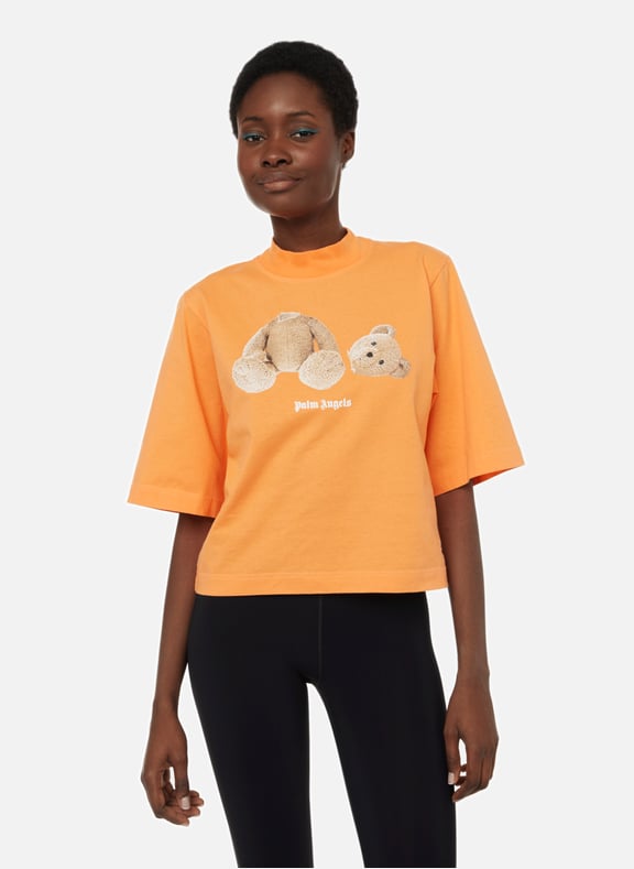 T-shirt cropped en coton Orange by PALM ANGELS PALM ANGELS T-shirt cropped en coton Orange