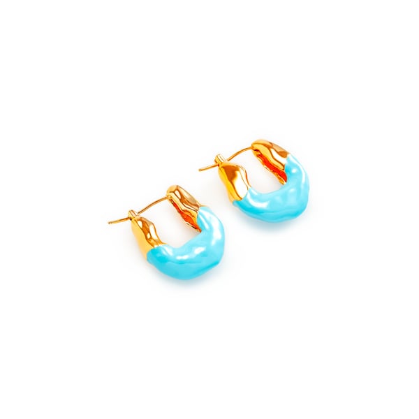Boucles d'oreille Wave bicolores en laiton plaqué or