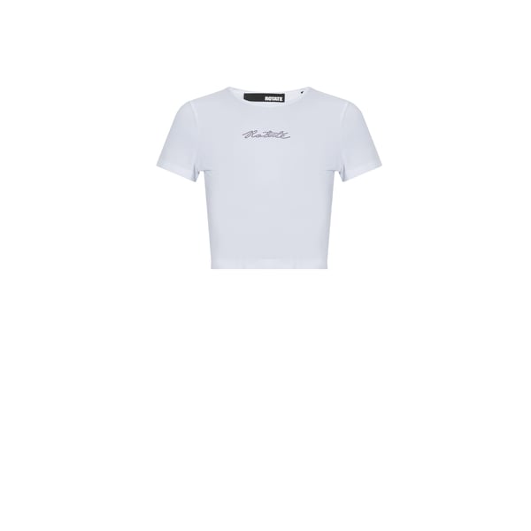 Rotate Birger Christensen Cropped Cotton T-shirt In White