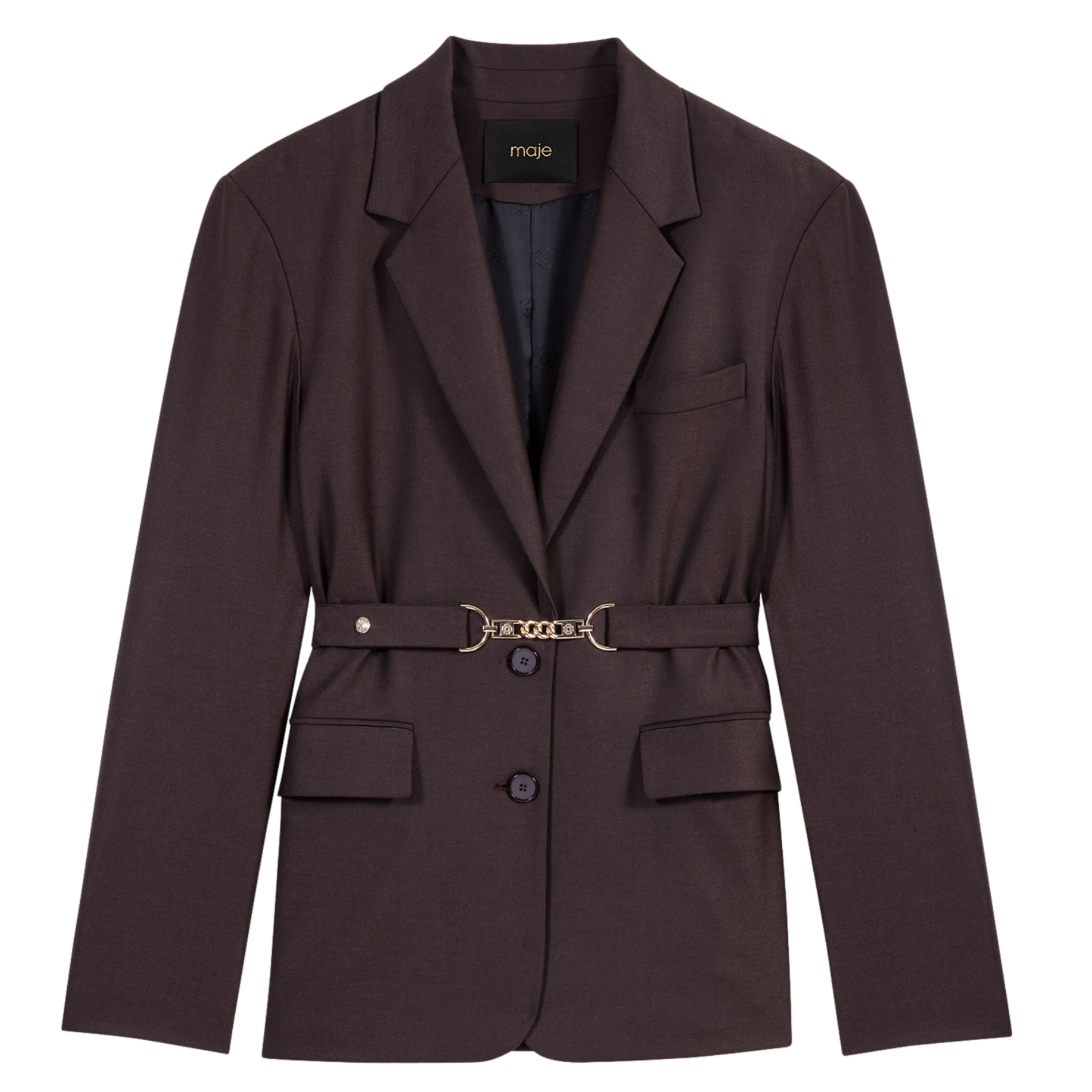 Veste tailleur droite MAJE Marron