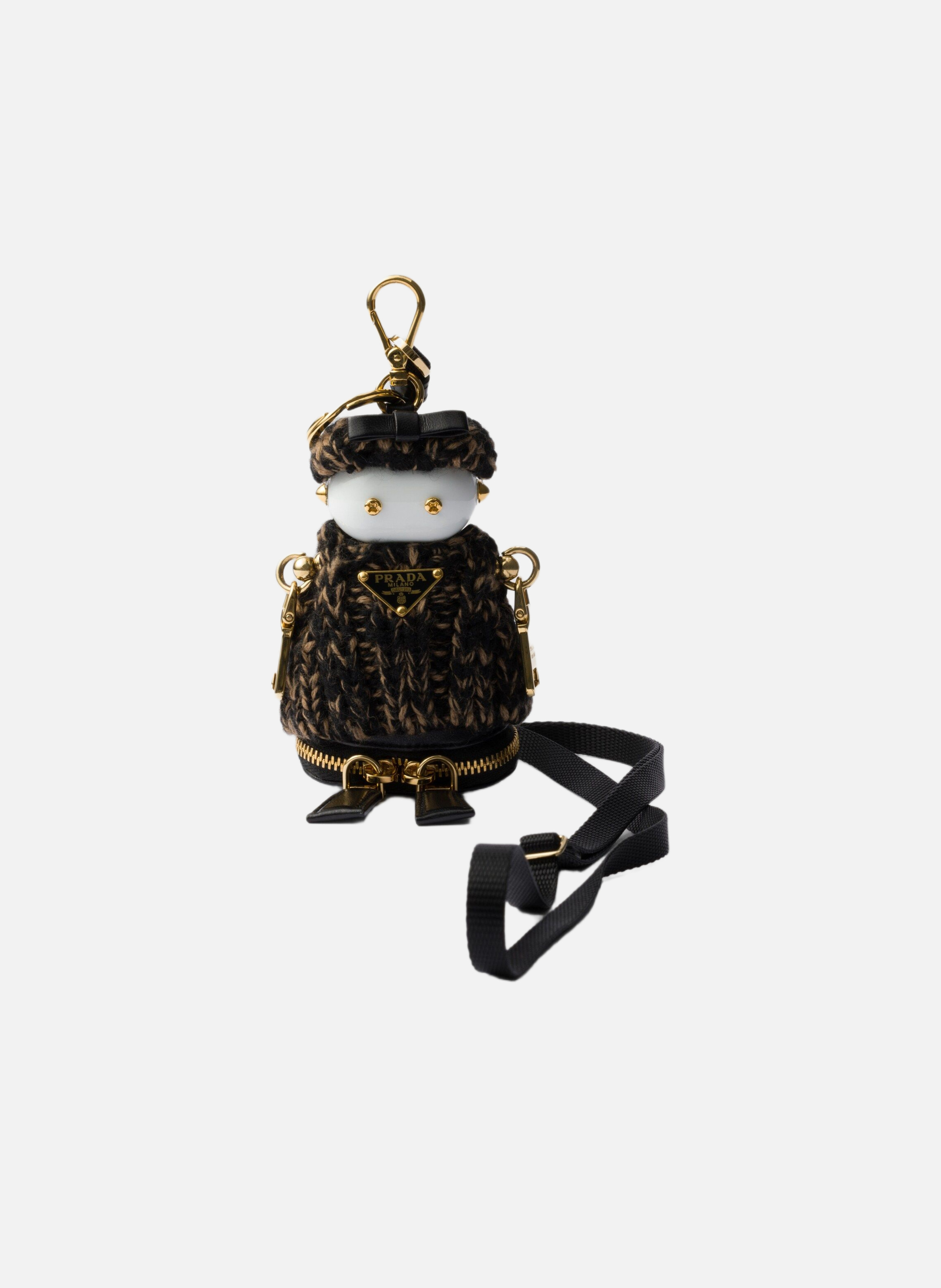 PRADA Charm de sac soft robot en maille avec bandoulière Noir