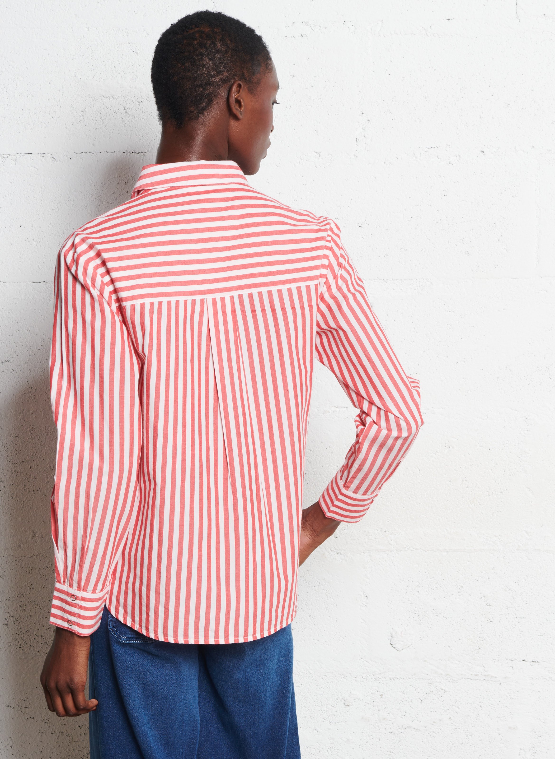 Chemise droite à rayures en coton samy MAISON 123 Rouge