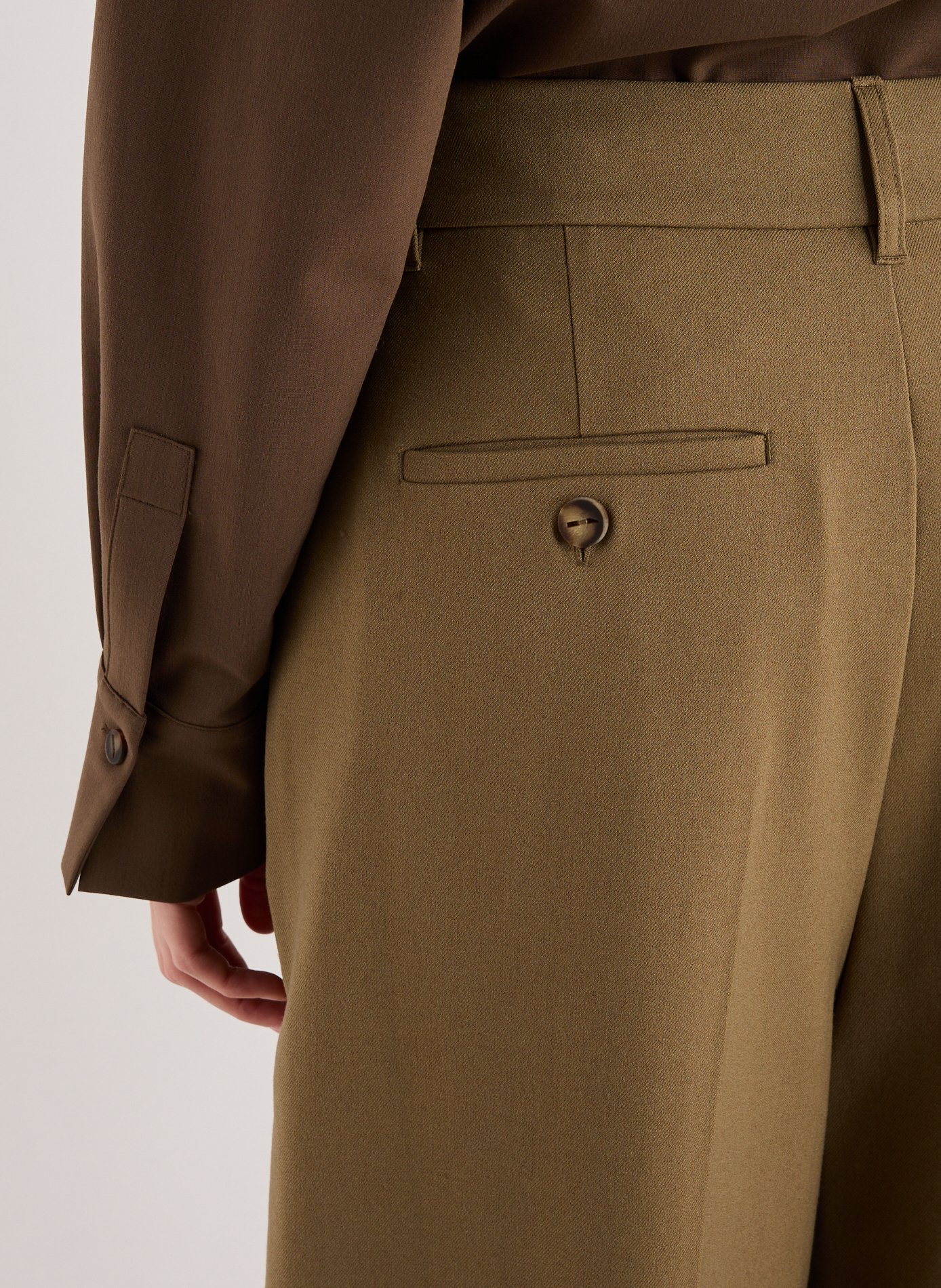 Pantalon droit à plis ADOLFO DOMINGUEZ Vert