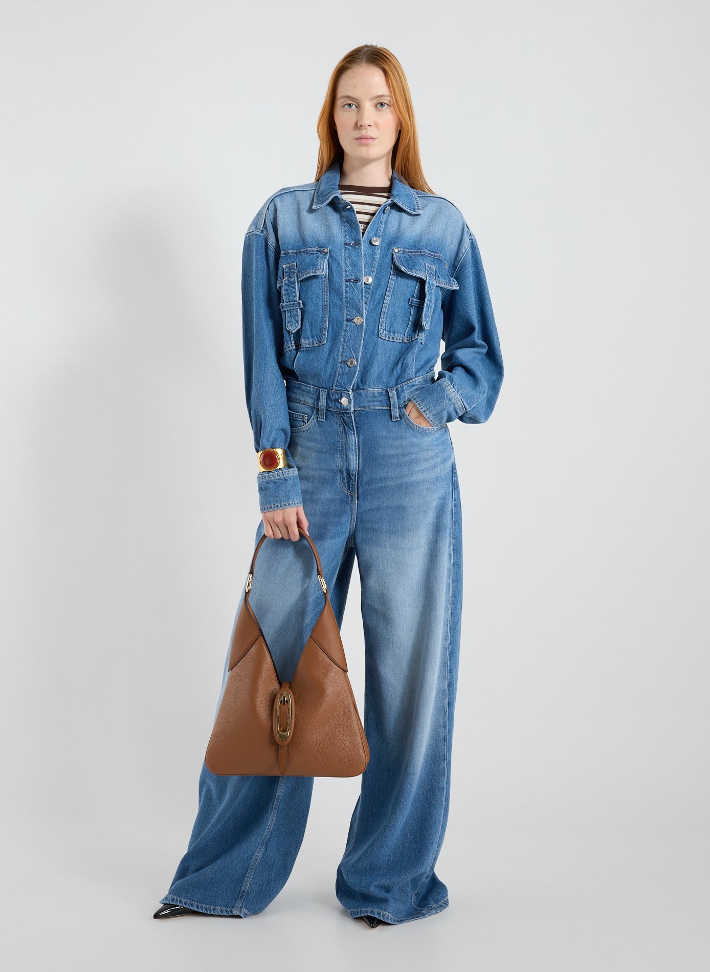 Sac à main en cuir de vache MICHAEL KORS Marron