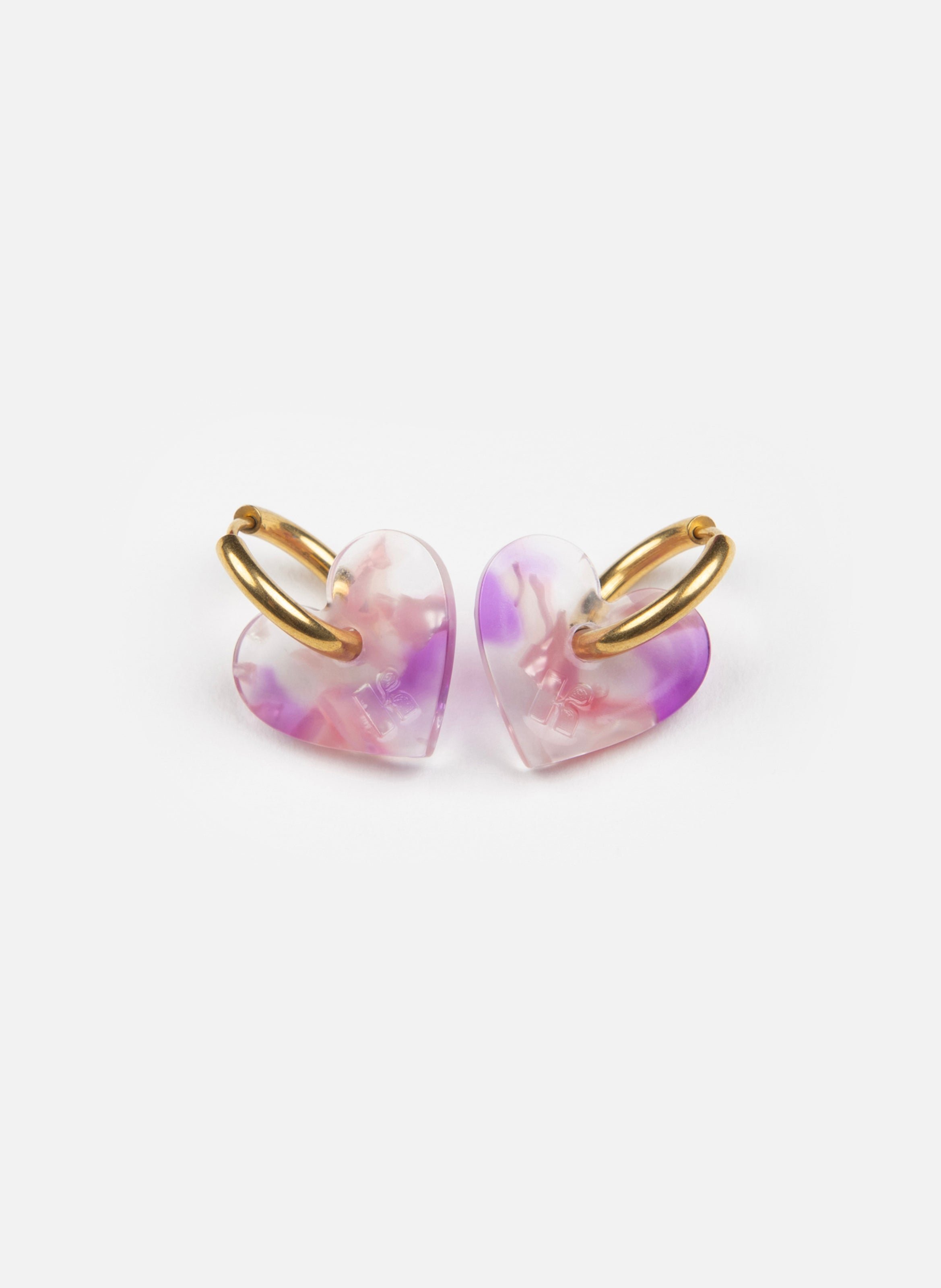 Boucles d'oreilles lova lova avec anneaux en acier inoxydable doré KURAGE GINZA Rose