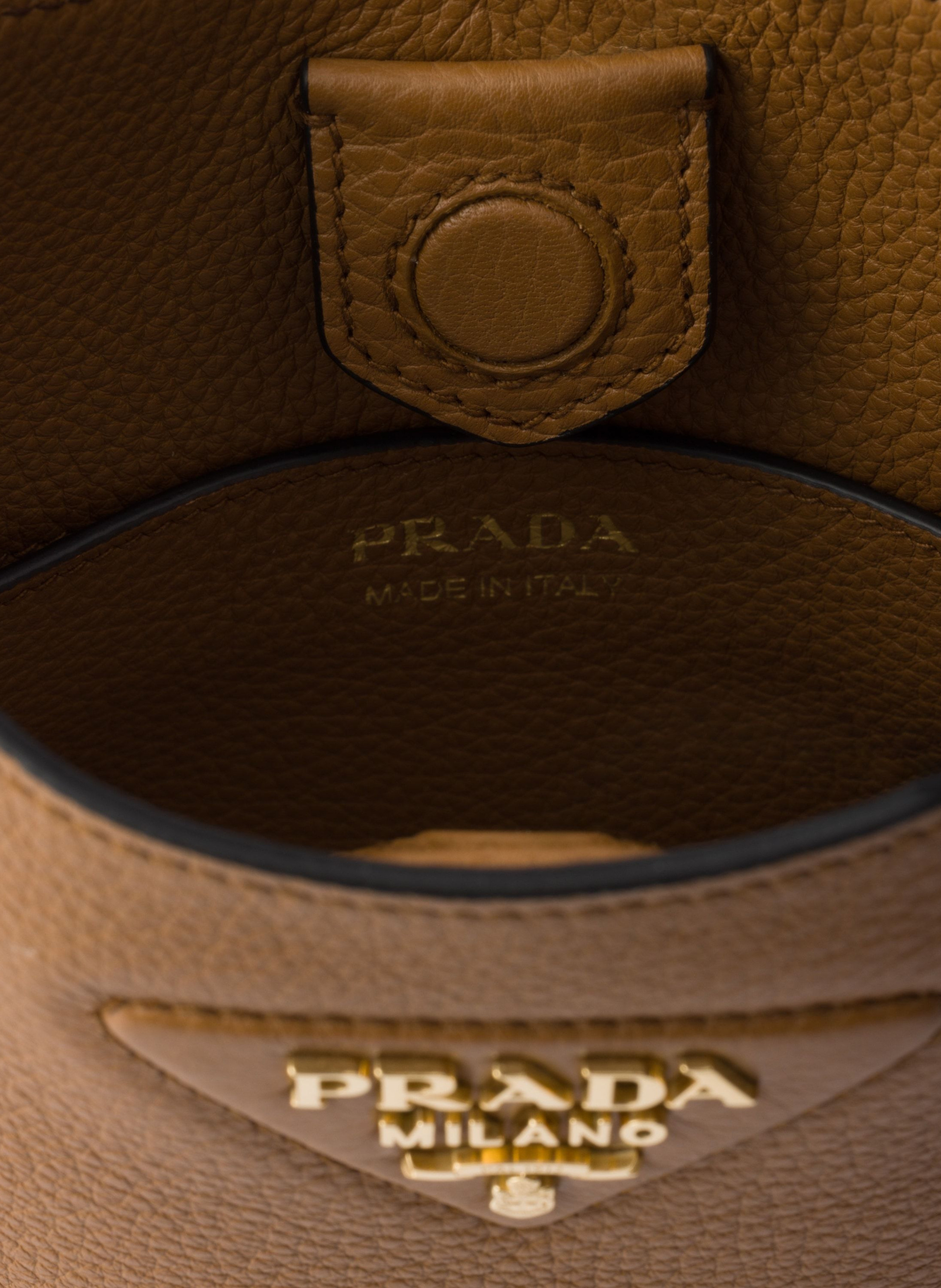 Mini sac porté épaule en cuir PRADA Marron