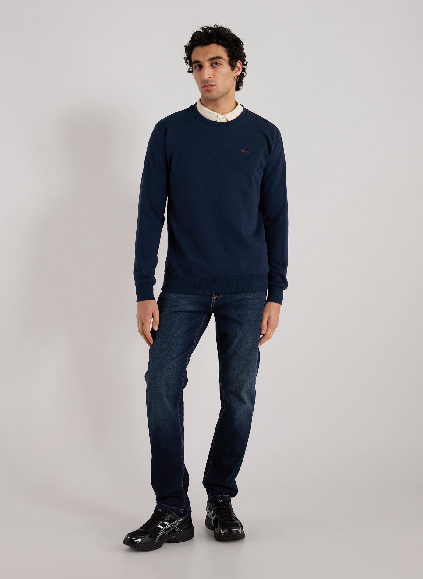 Pull droit col rond en coton LA MARTINA Bleu