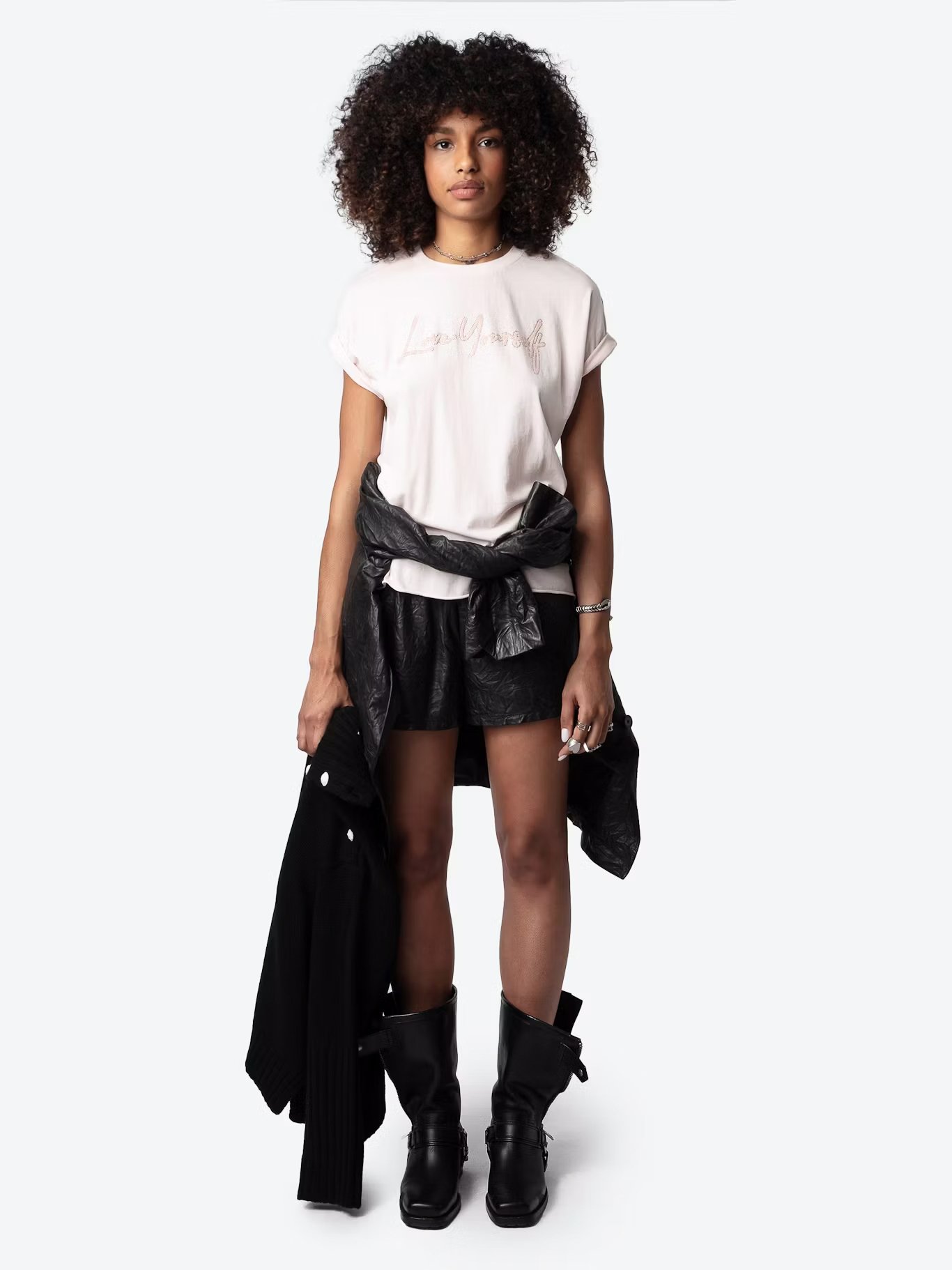 Tee-shirt col rond en coton bio tommer ZADIG&VOLTAIRE Rose