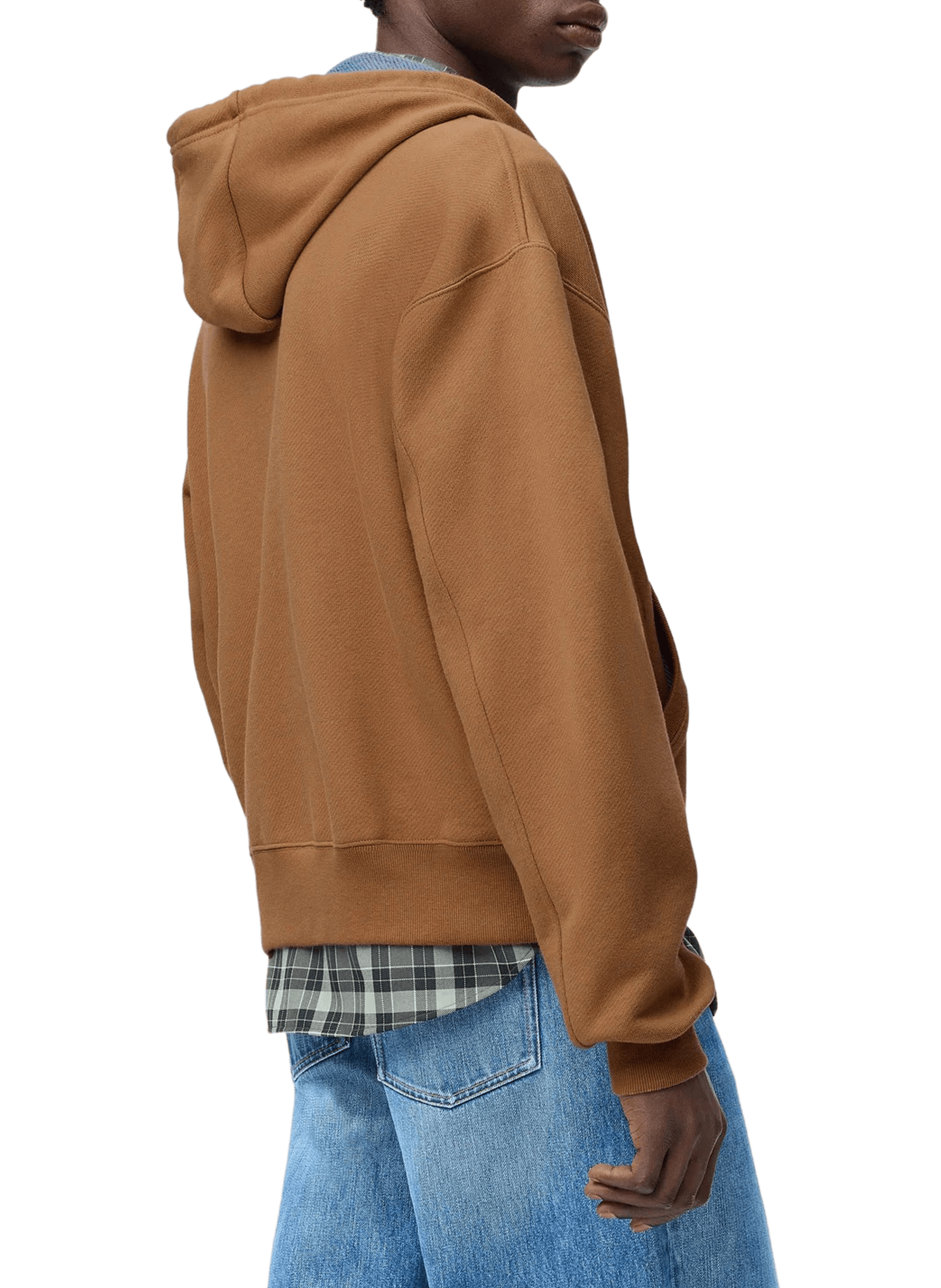 Sweatshirt à capuche zippé en coton mlélangé LOEWE Beige