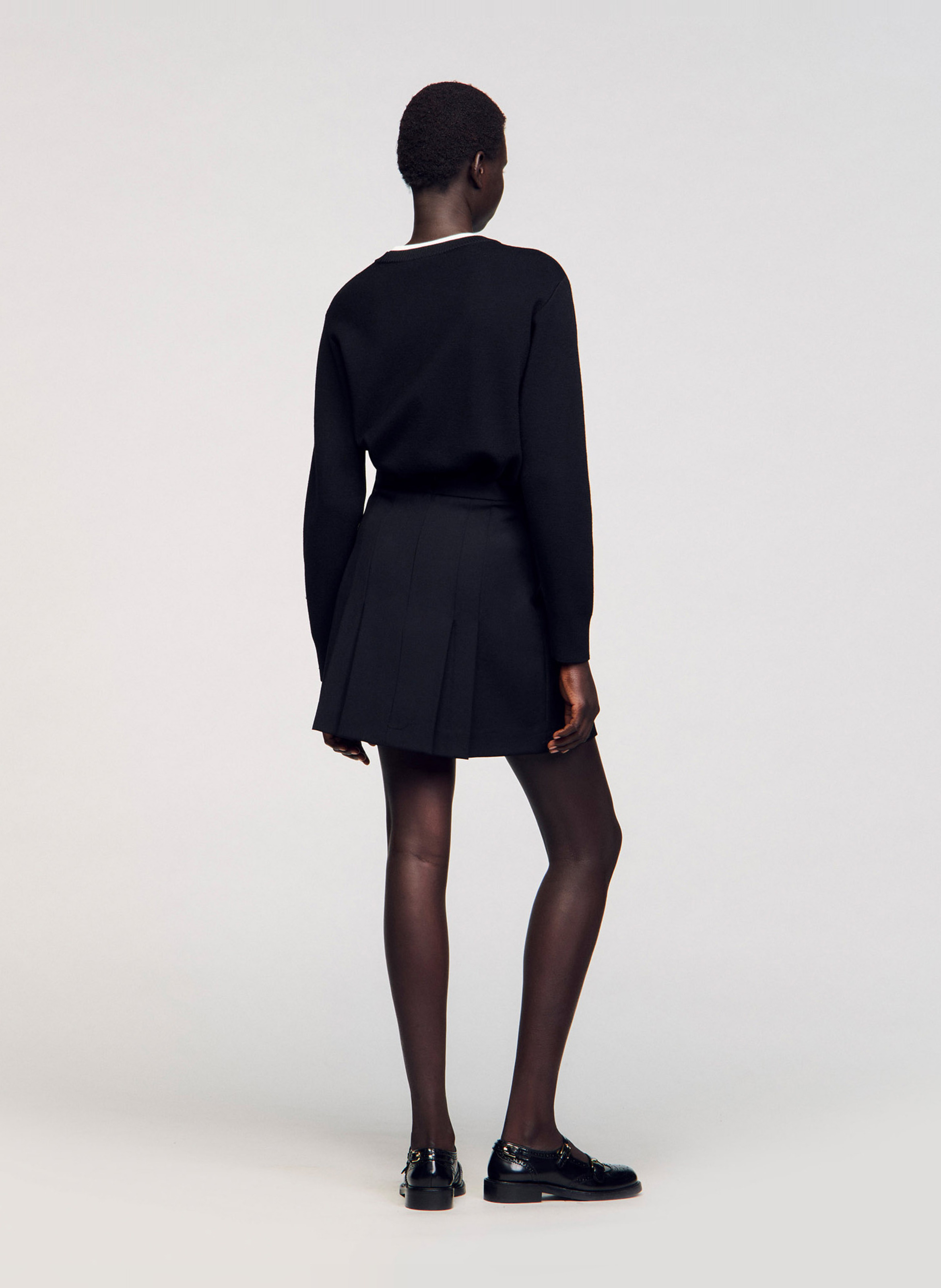 Jupe courte en laine SANDRO Noir