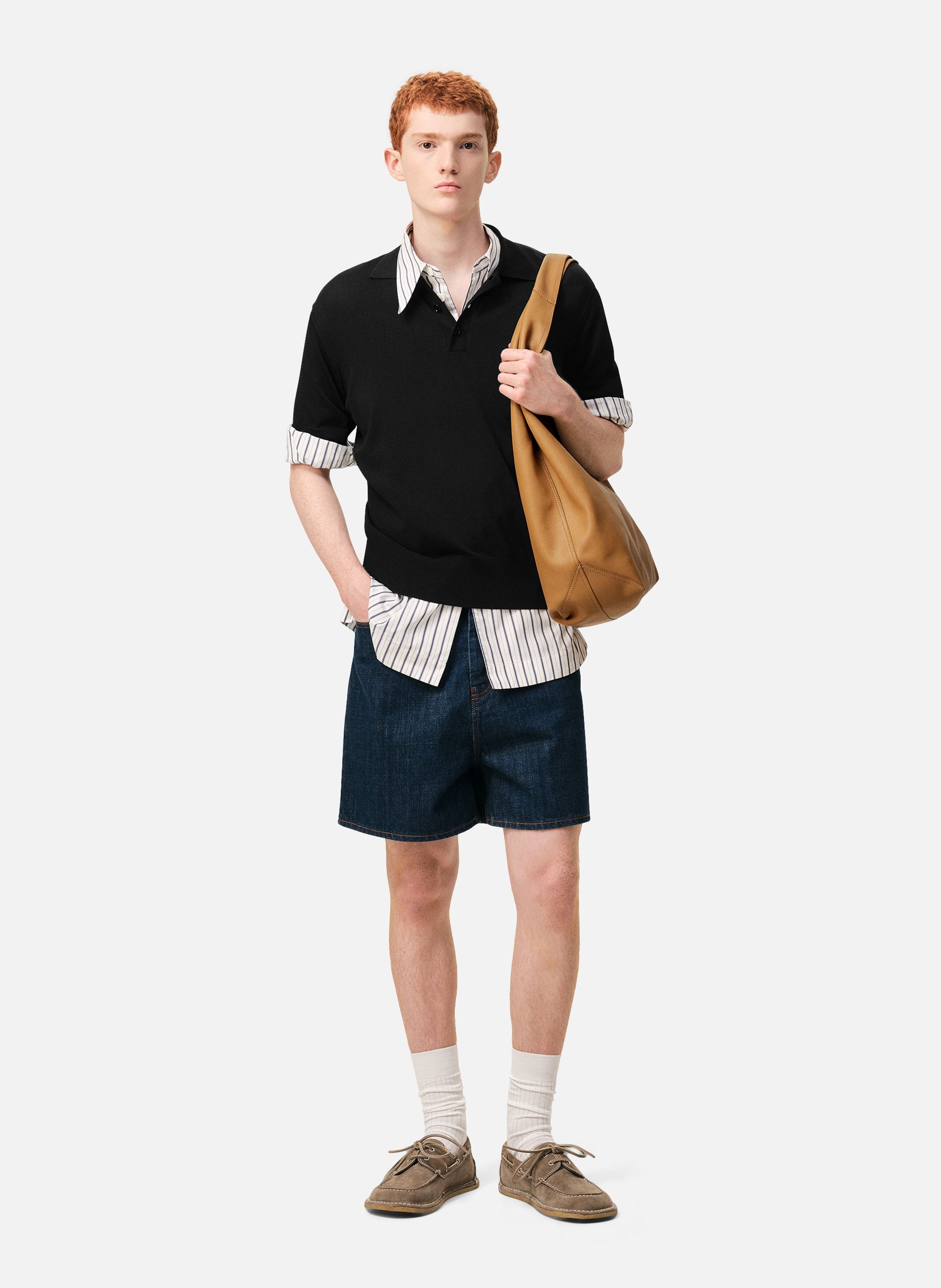 Polo manches courtes en maille AMI PARIS Noir