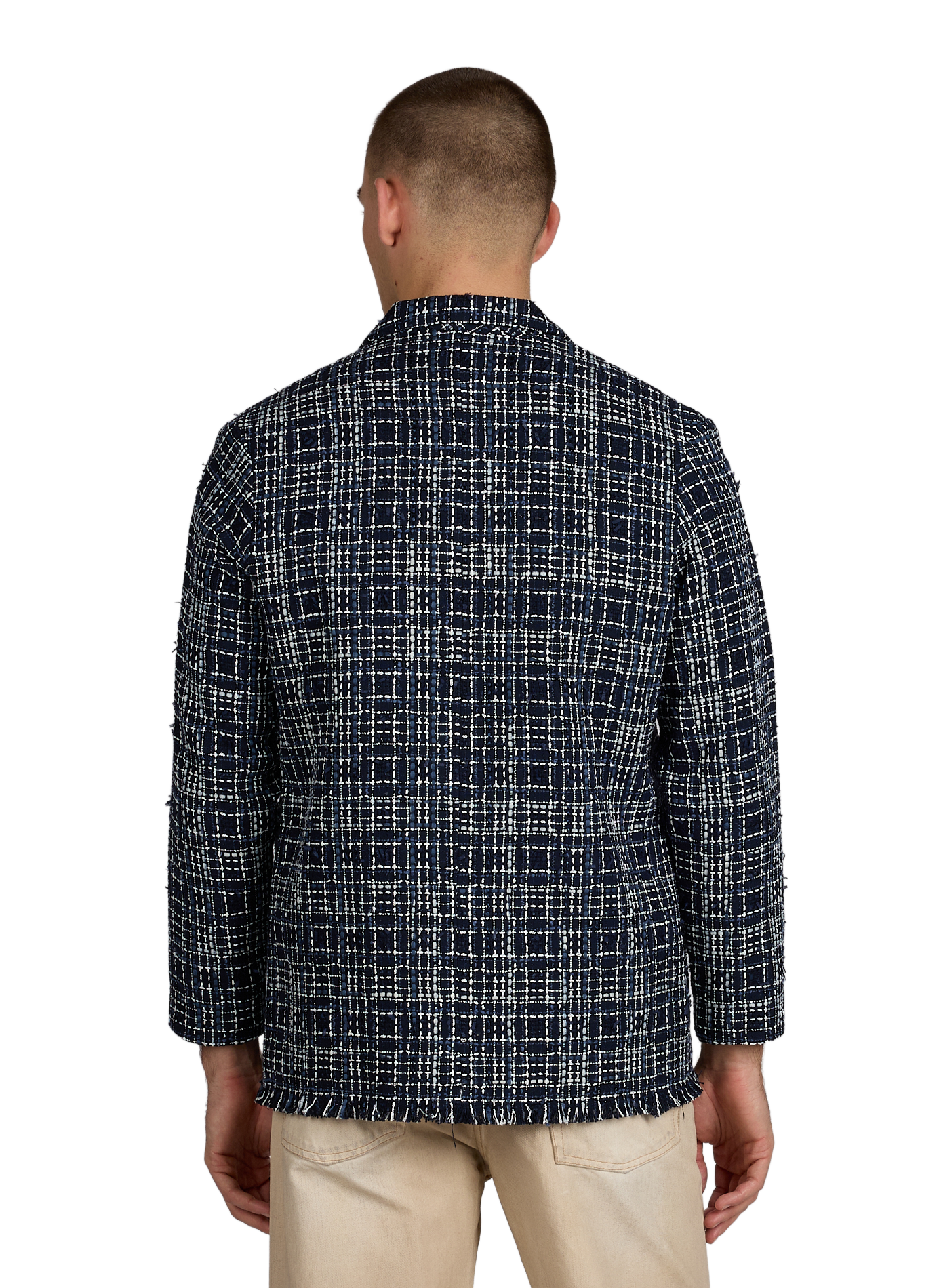 Straight tweed cotton jacket BENJAMIN BENMOYAL Blue