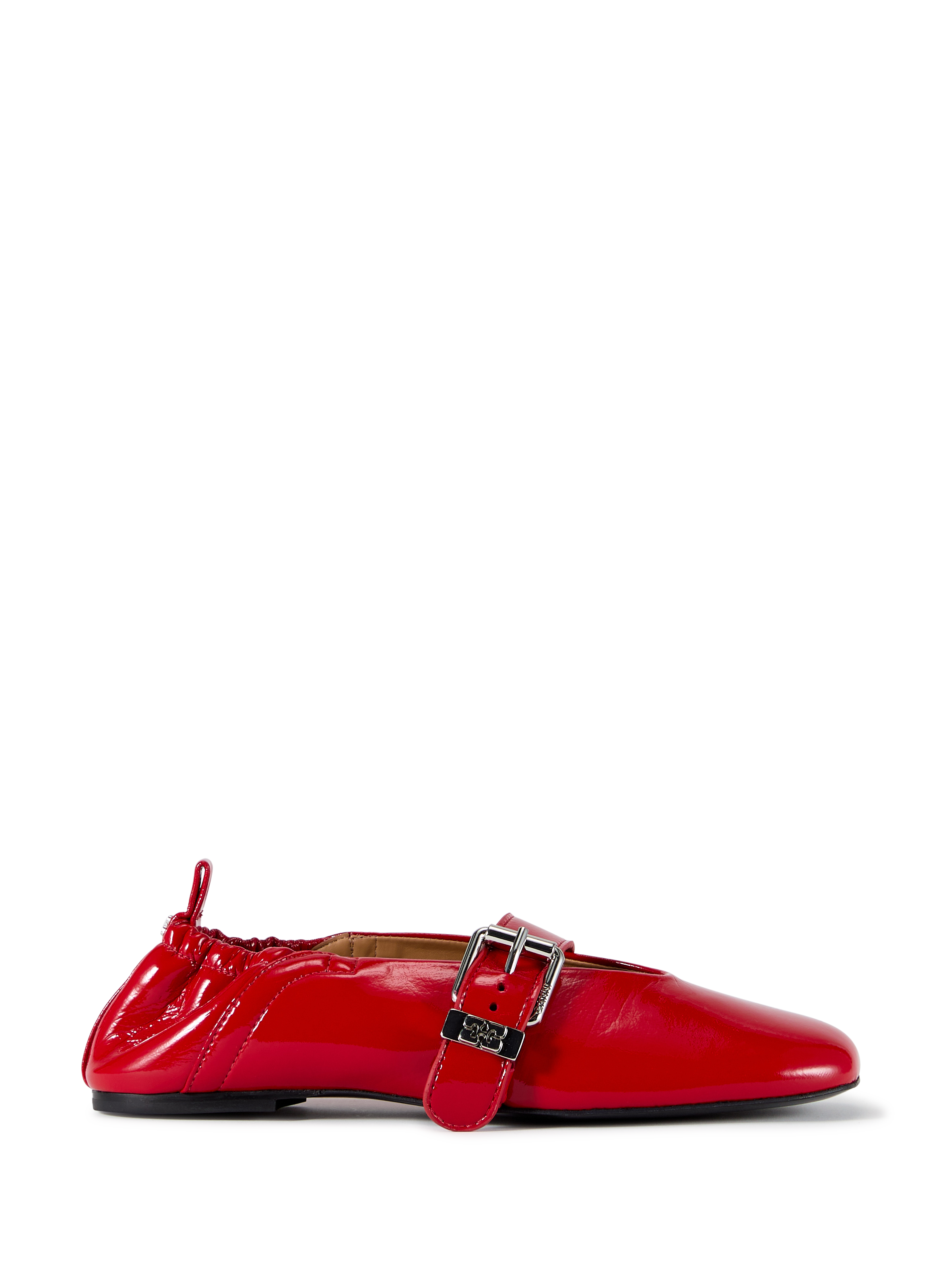 Patent ballerina flats with metal buckle GANNI Red