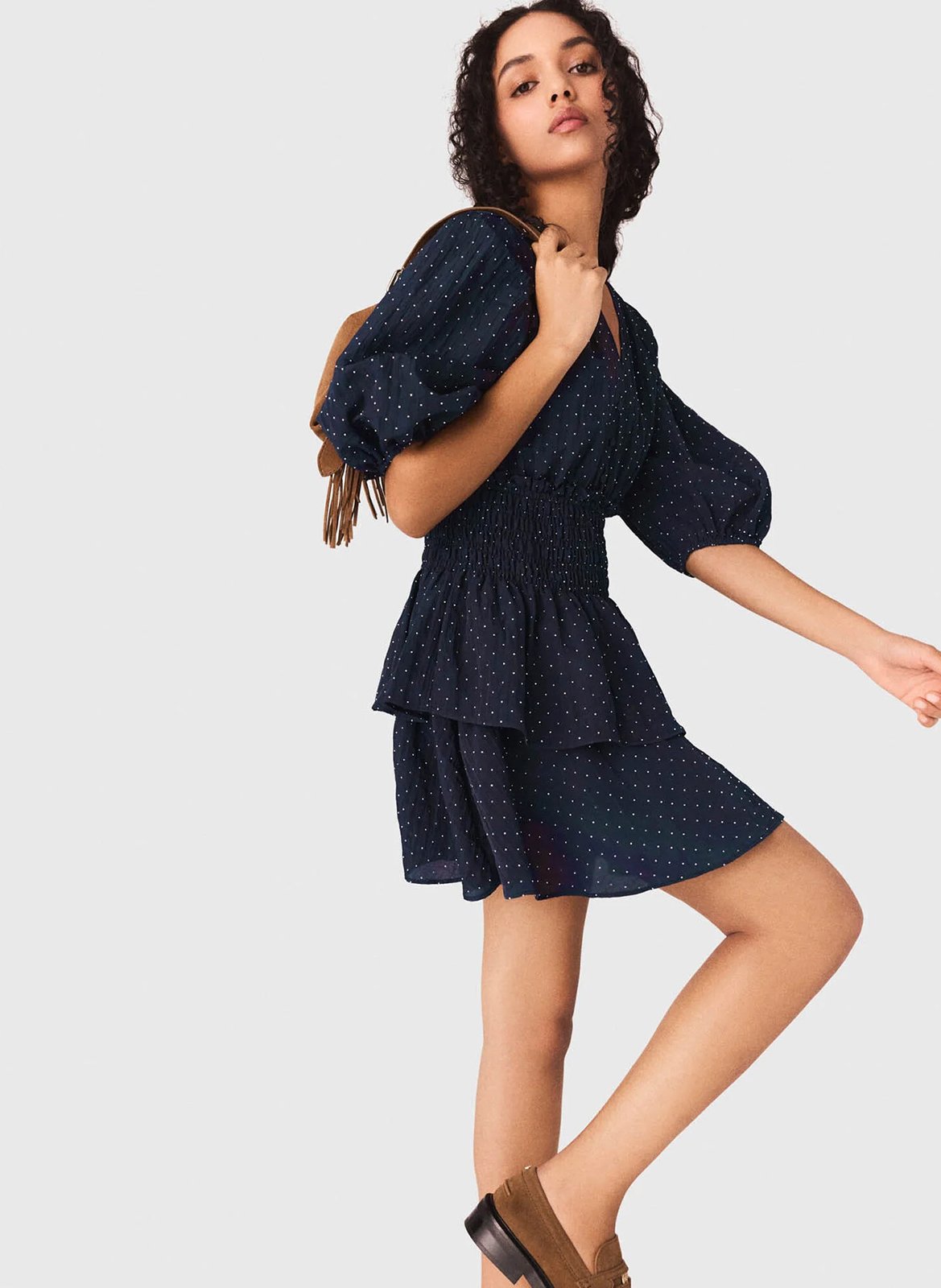 Robe courte col v MAJE Bleu