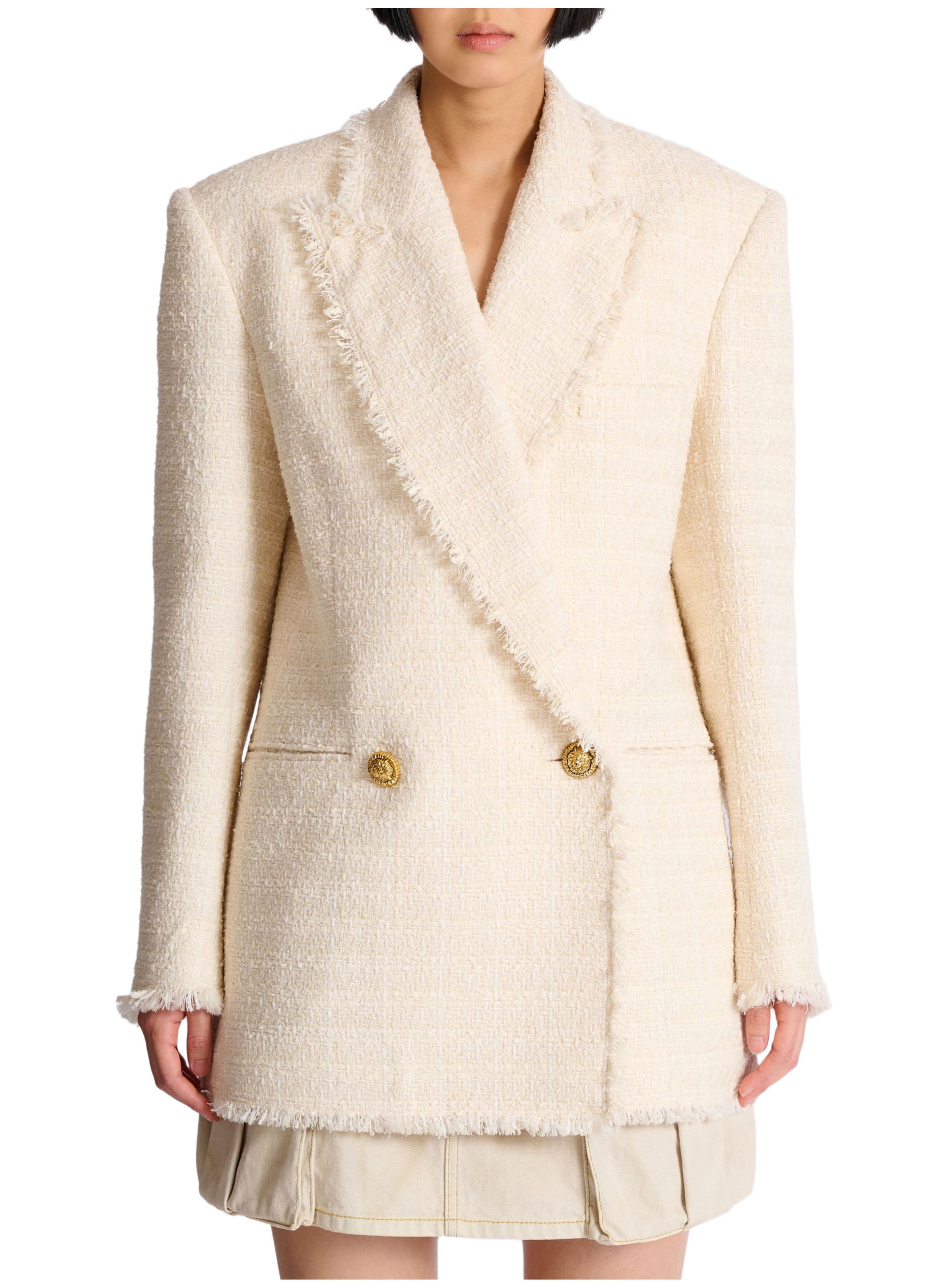 Veste 2 boutons en tweed BALMAIN Blanc