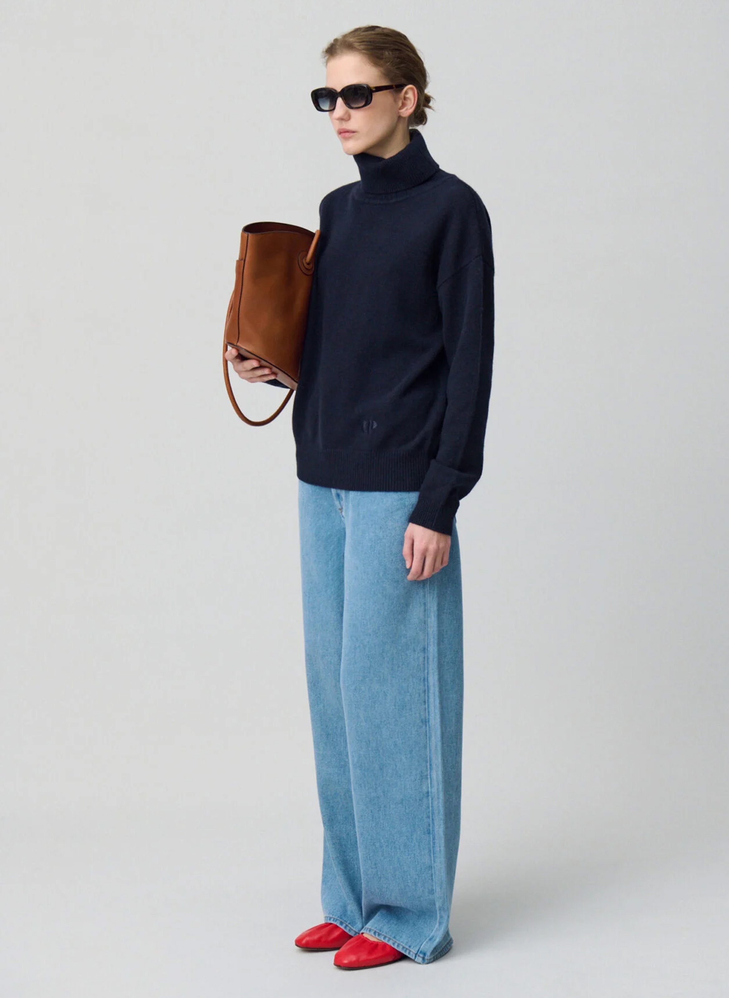 Pull col roulé droit en cachemire CLAUDIE PIERLOT Bleu