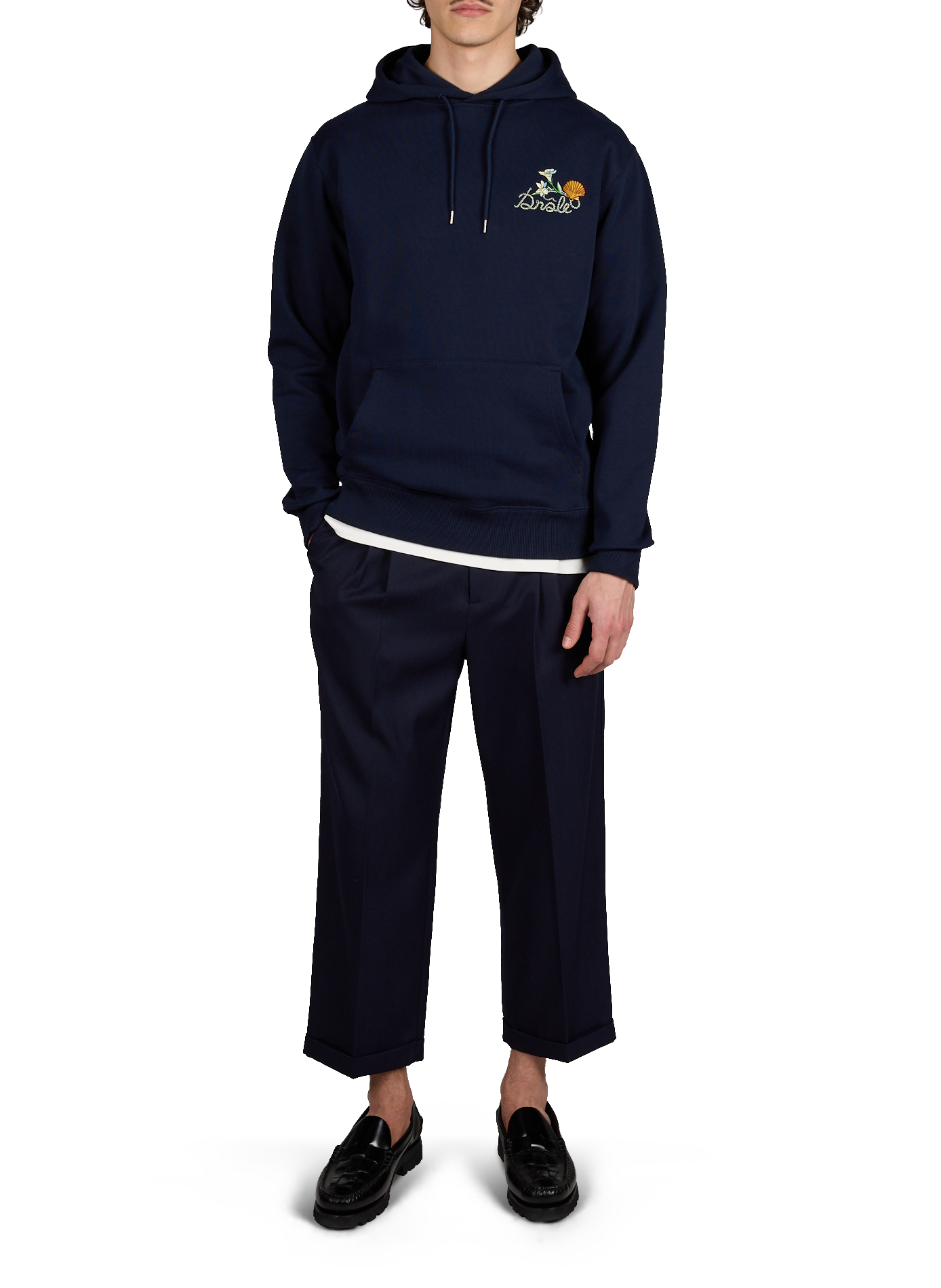 Embroidered cotton hoodie sweatshirt DROLE DE MONSIEUR Blue