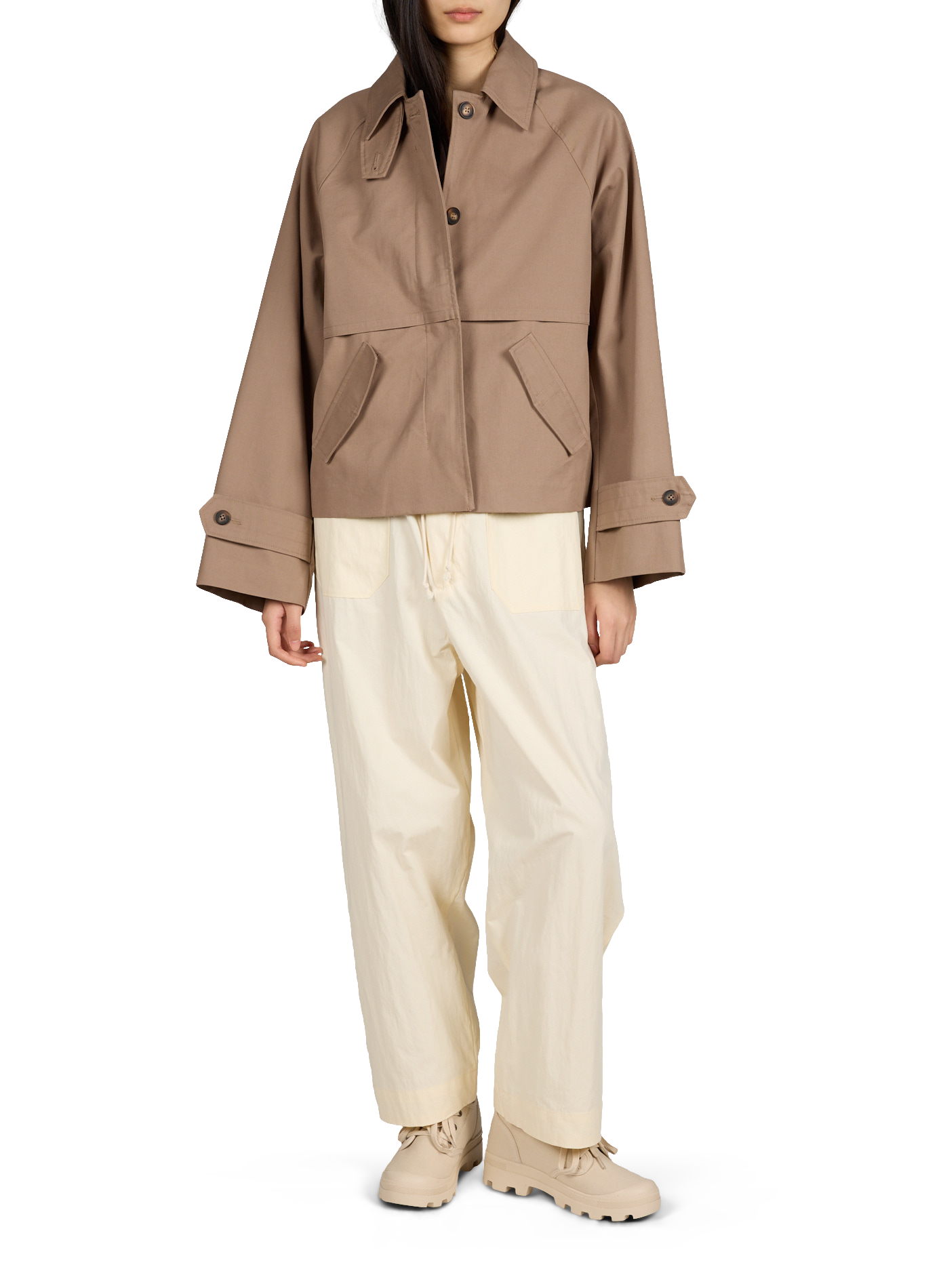 Veste droite à col classique Svada en coton MSCH Marron