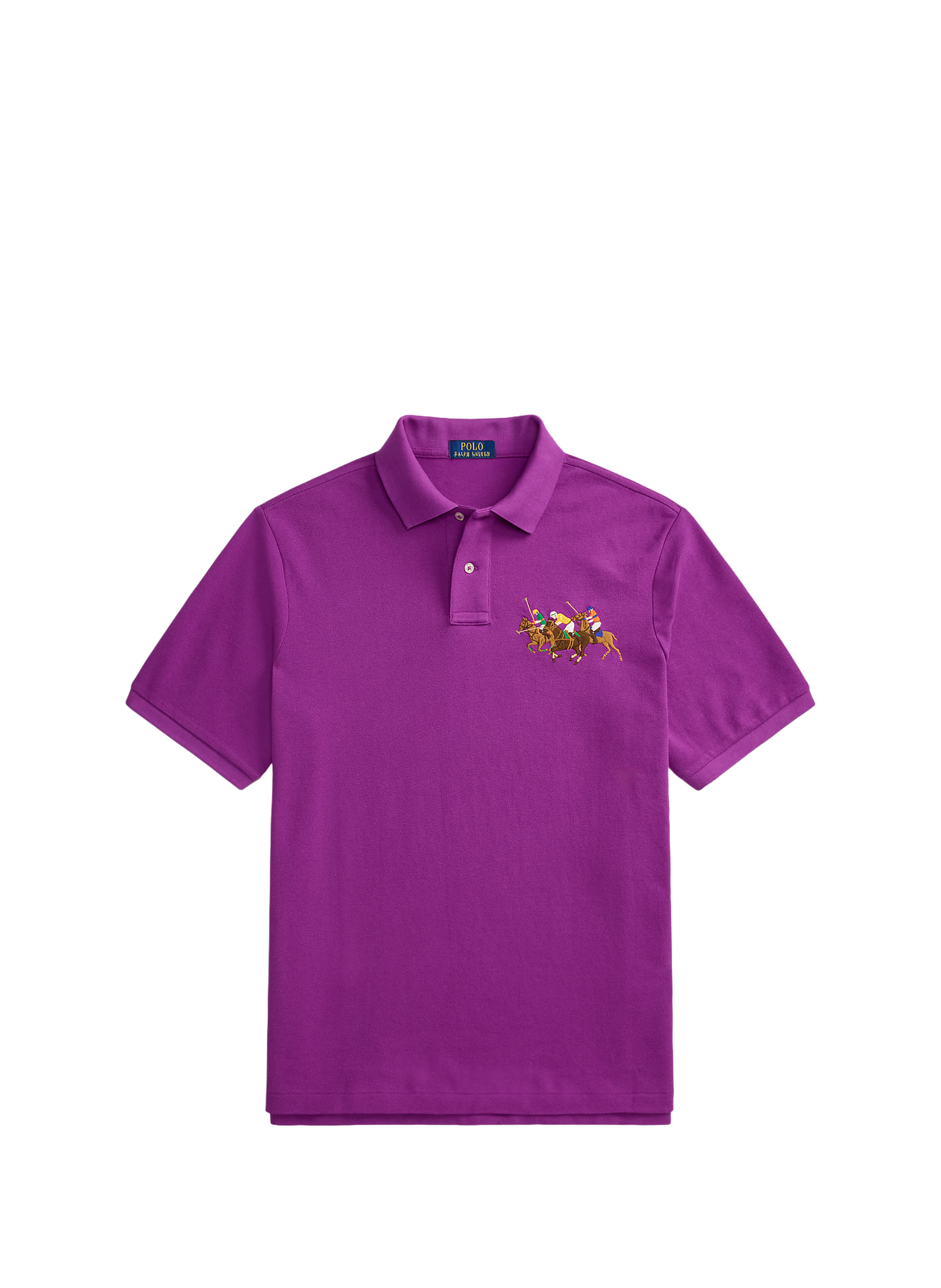Polo Triple Poney à manches courtes en coton Purple