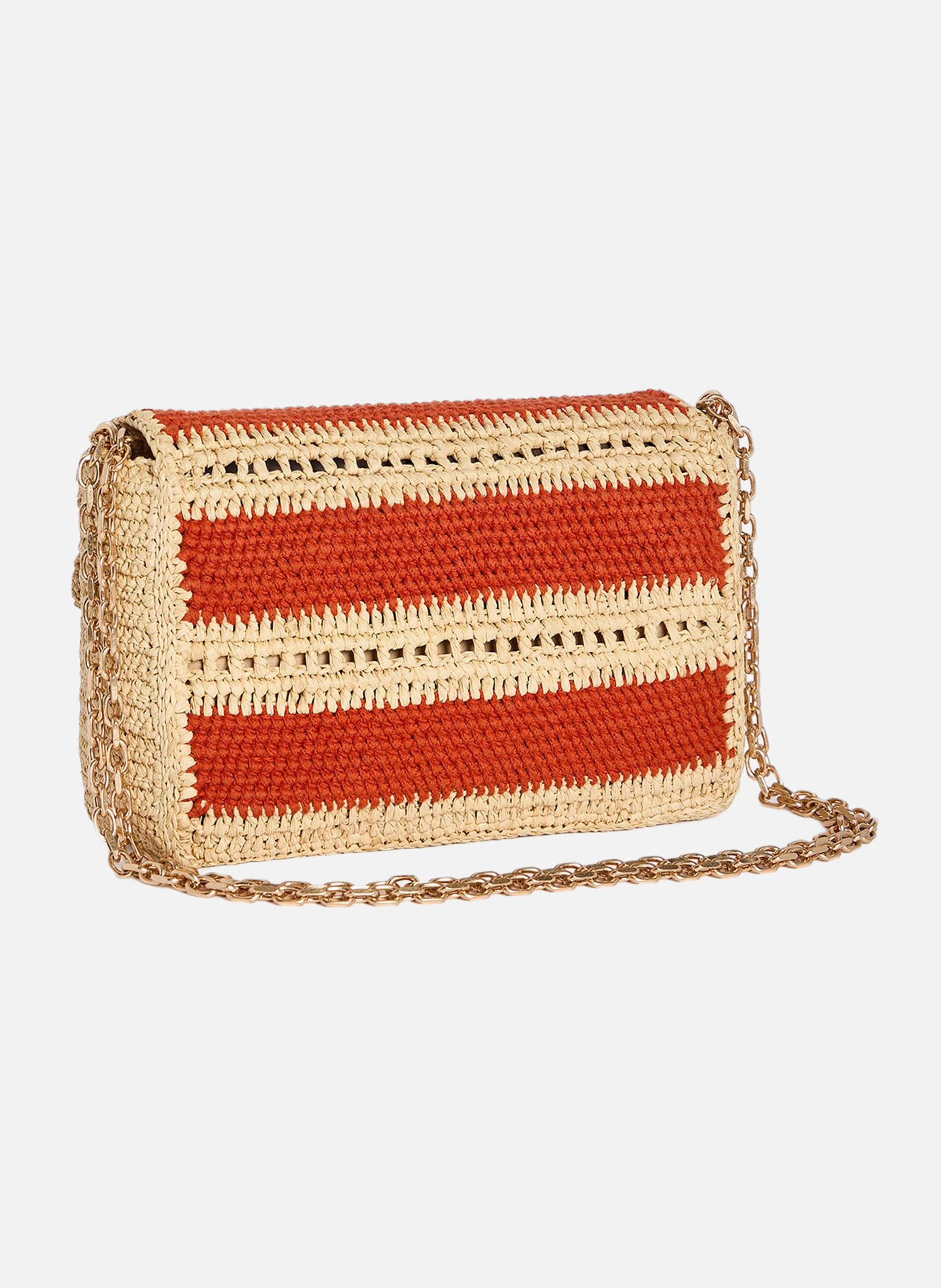 Moyen sac moon en raphia et coton VANESSA BRUNO Orange