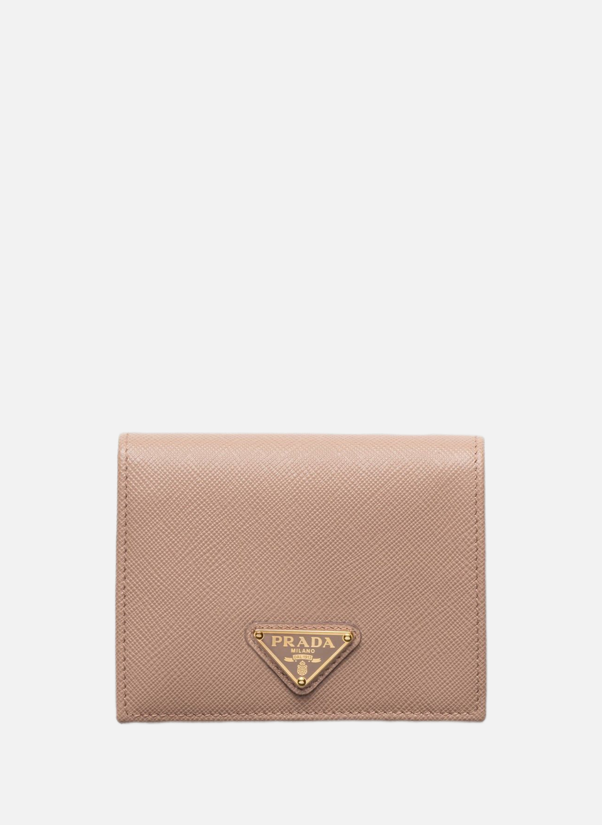 Petit portefeuille en cuir saffiano PRADA Rose
