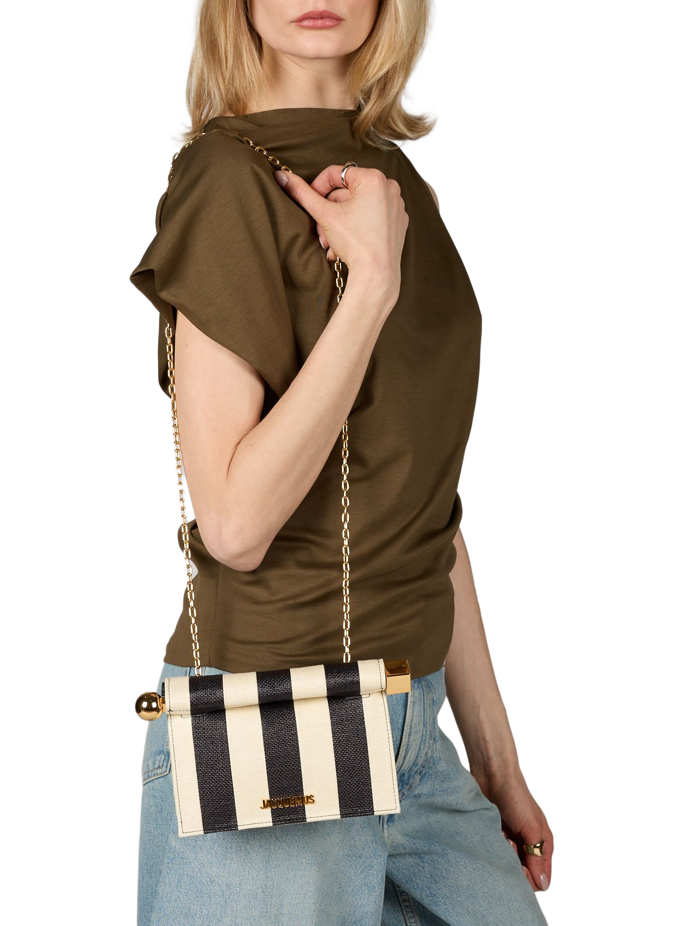 The Small Striped Square Cotton Pouch JACQUEMUS Multicolour